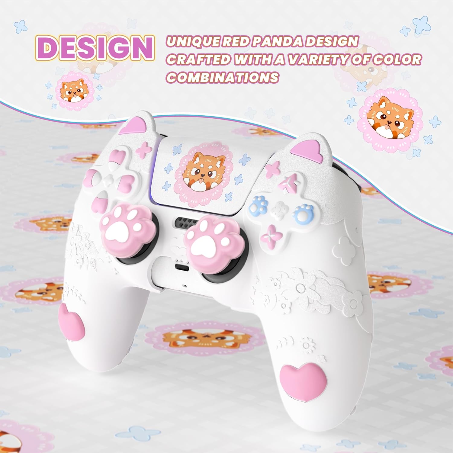 Detalle 1 de PlayVital Cute Spring Lesser Panda PS5 controller cover