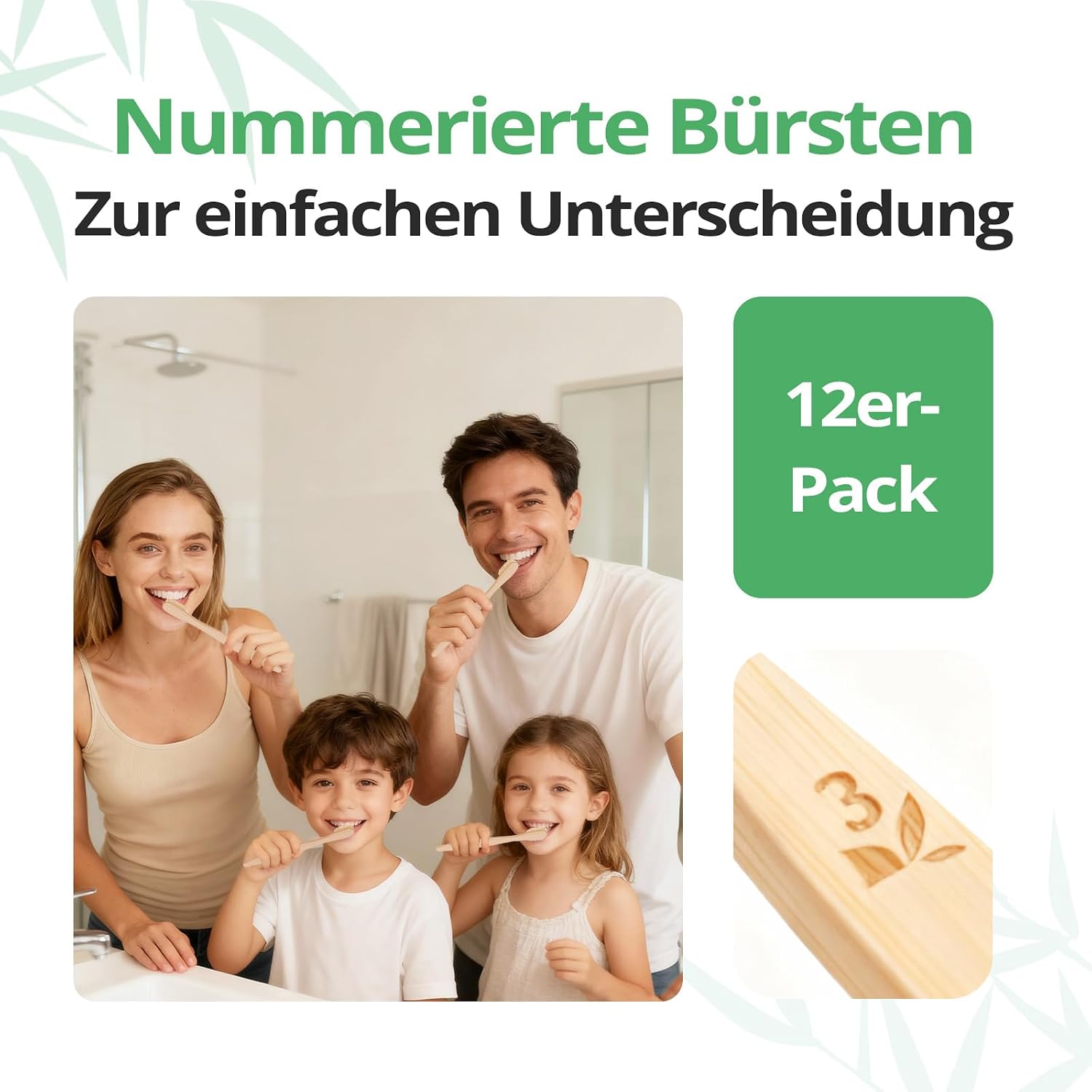 Thumbnail 3 de GENKENT Bambus-Zahnbürste – Umweltfreundlich, BPA-frei, weiche Borsten, 12er Set