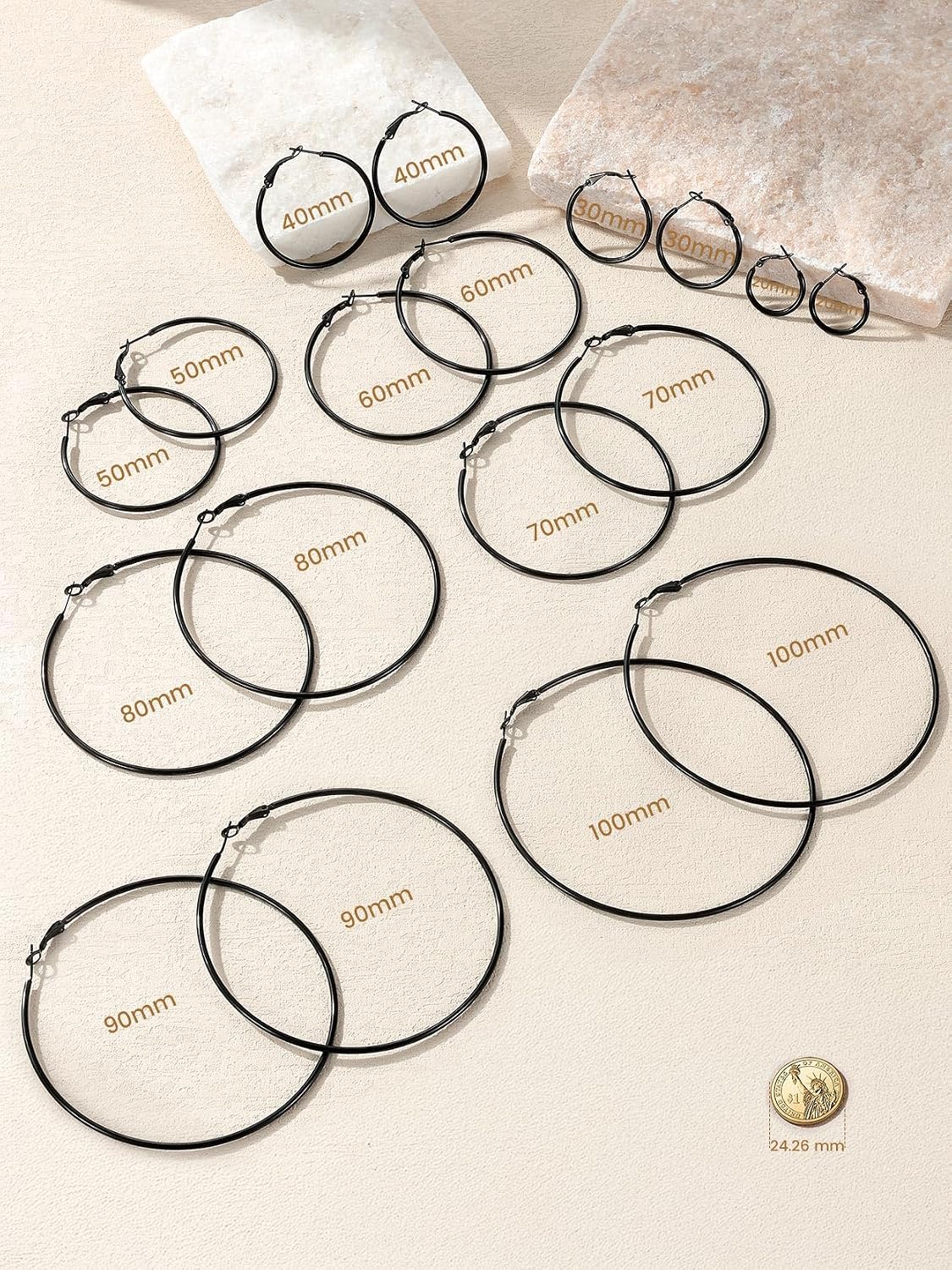 Detalle de GoldChic Créoles noires acier 10 g