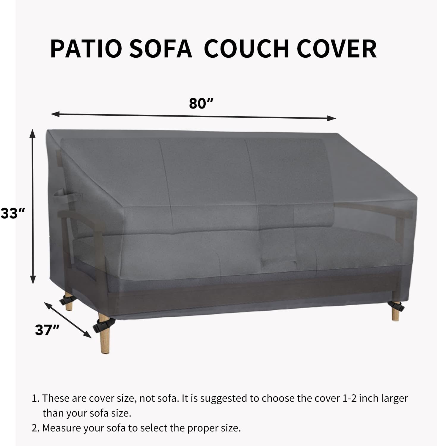 Thumbnail 5 de Easy-Going Heavy Duty Outdoor Sofa Cover, 80 x 37 x 33 in, Waterproof Oxford Fabric
