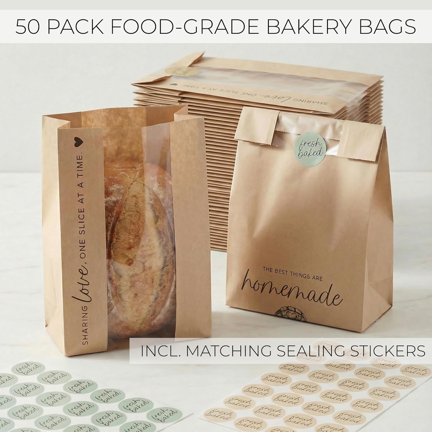 Thumbnail 2 de KIBAGA Beautiful Bread Bags for Homemade Bread with Clear Window