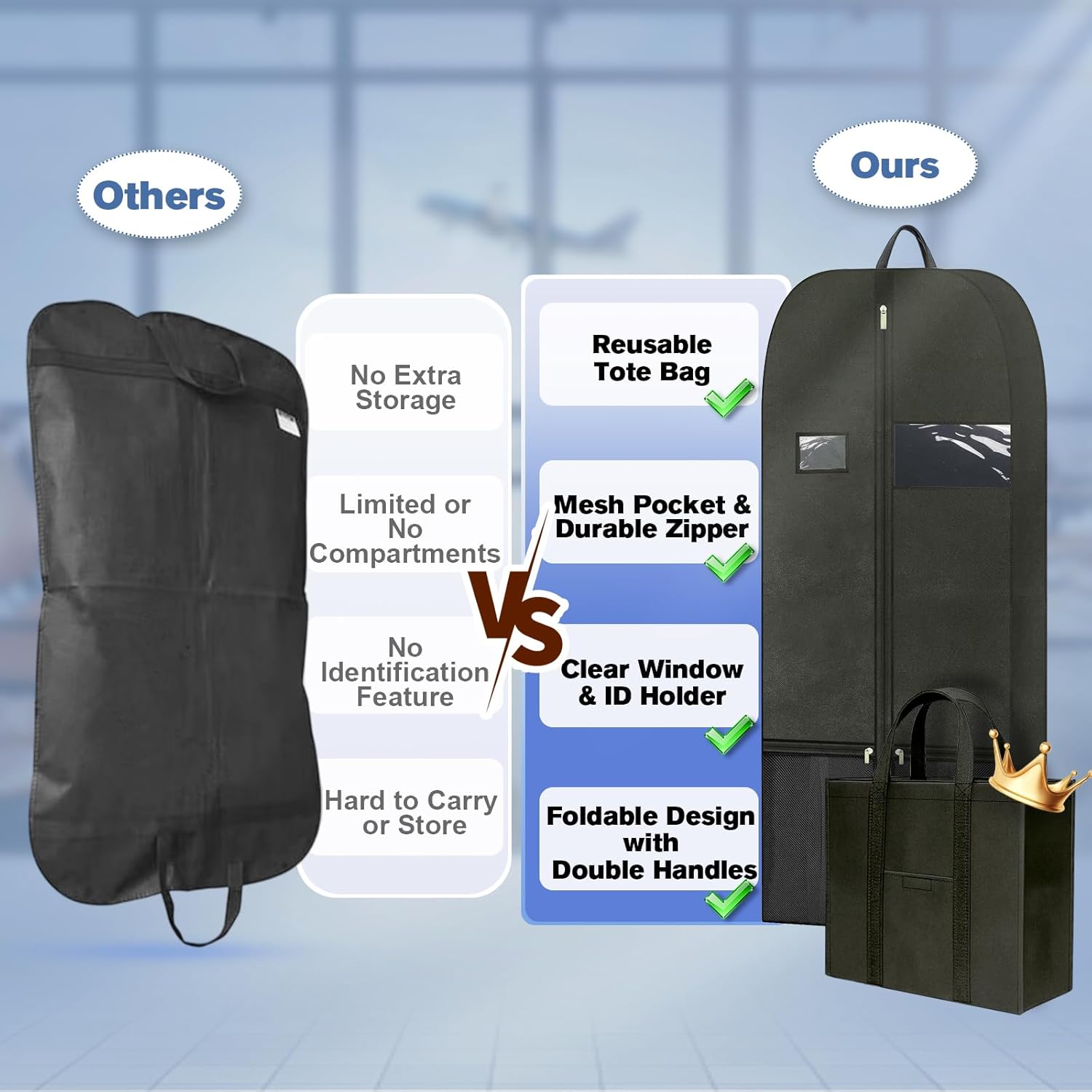 Thumbnail 2 de Large Heavy Duty Garment Bags (54 inch) – Hanging, Zippered & Breathable Storage for Long Clothes