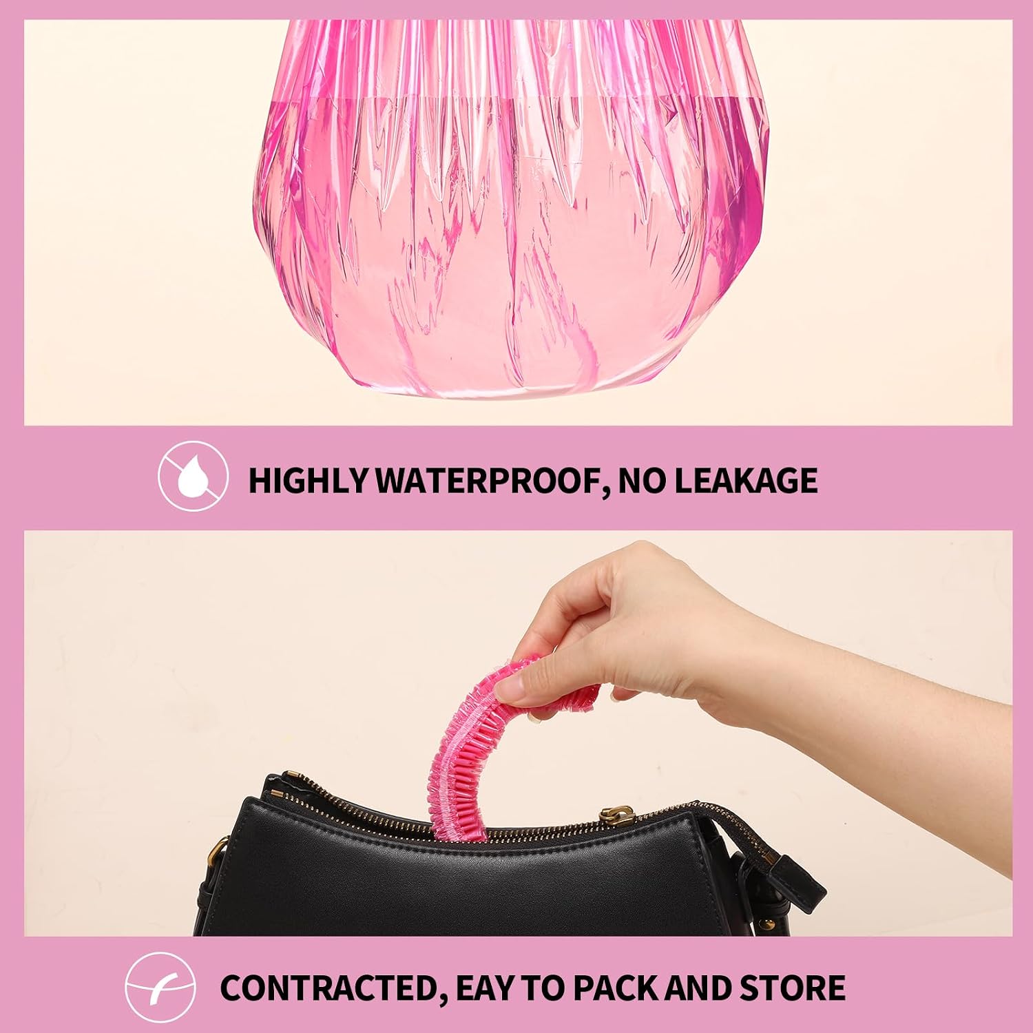 Detalle de LEOBRO Disposable Shower Caps, Large Pink, 100-Pack