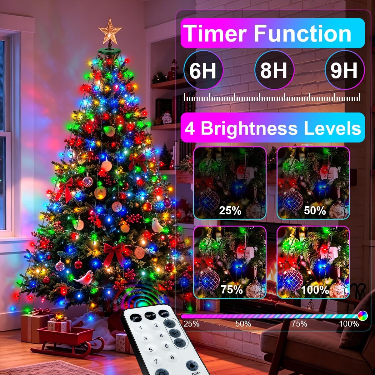 Thumbnail 5 de DREAMLAND DRCR100 Christmas Tree Topper Lights, 240 Multicolour LEDs, 8 Modes
