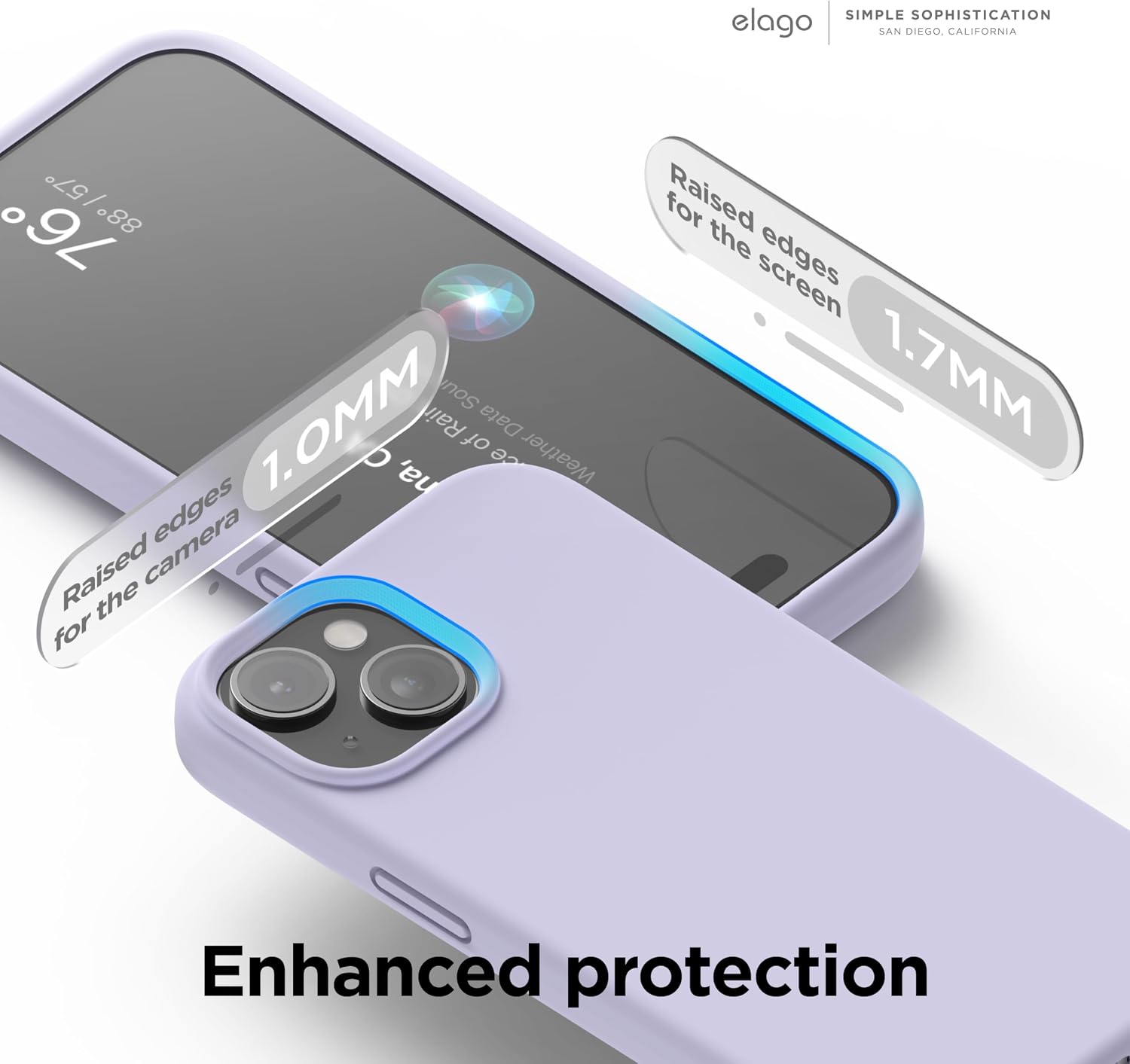 Detalle de elago Coque Silicone Liquide iPhone 15, protection intégrale anti-chocs 4 couches avec microfibre anti-rayures (Violet)