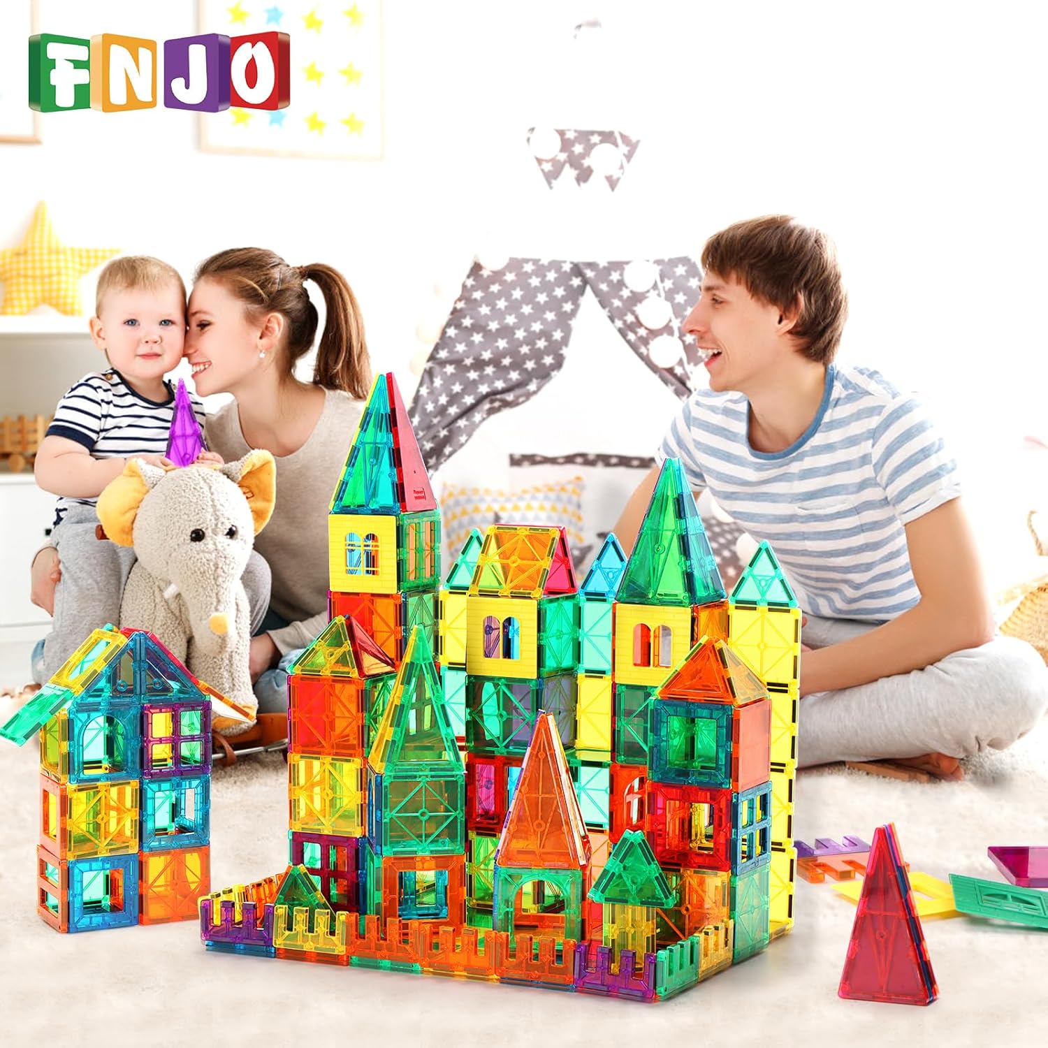 Detalle de FNJO Magnetic Tiles 110PCS: A practical, versatile magnetic building set for kids