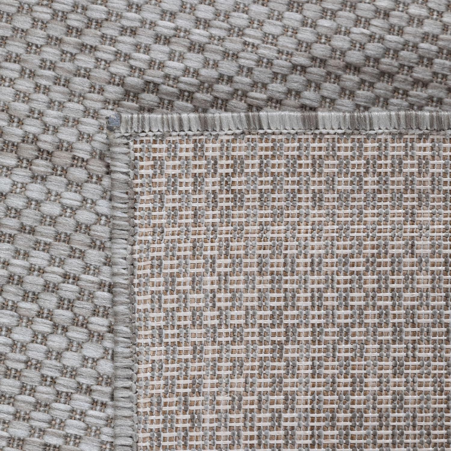 Thumbnail 5 de Outdoor Teppich Wetterfest Silber, 280 × 370 cm – Flachgewebe Sisal-Look für Terrasse, Balkon oder Küche