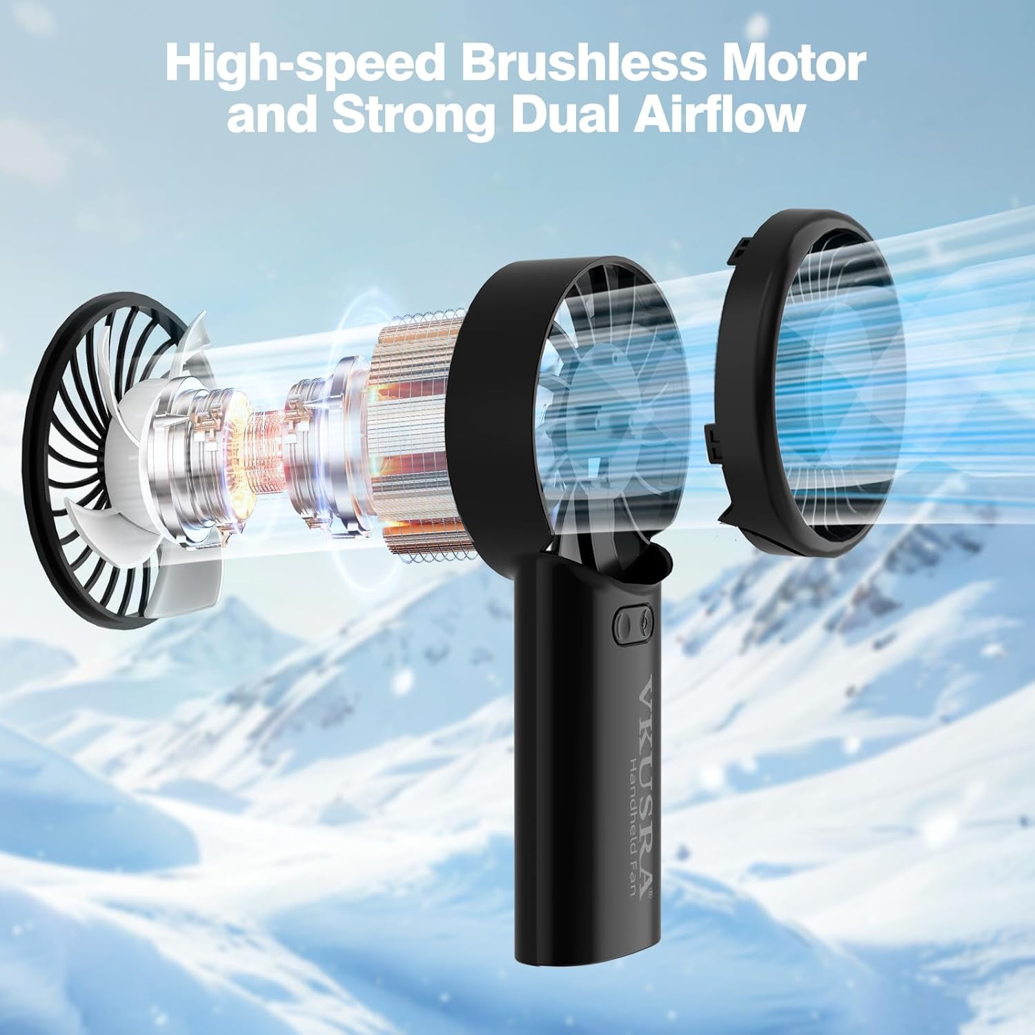 Thumbnail 1 de VKUSRA Portable Handheld Fan — Powerful 6000mAh USB Fan with Dual Airflow and Large LED Display