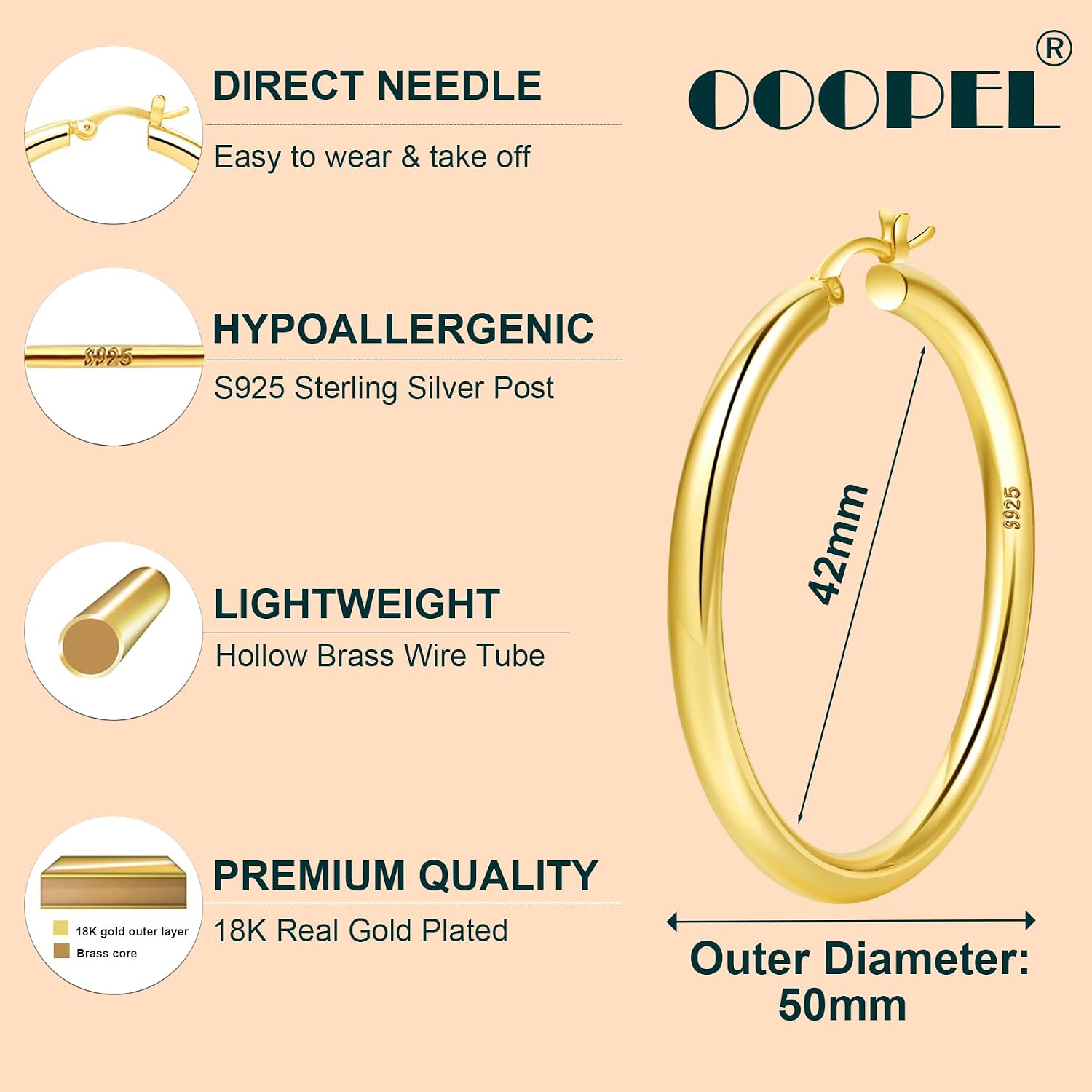 Detalle 2 de OOOPEL Thick Gold Hoop 40mm 💍