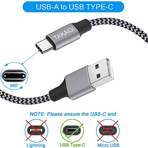Detalle 2 de TAKAGI USB C Cable Fast Charging Nylon Braided 3-Pack (6ft) – A Solid Everyday Type-C Cord