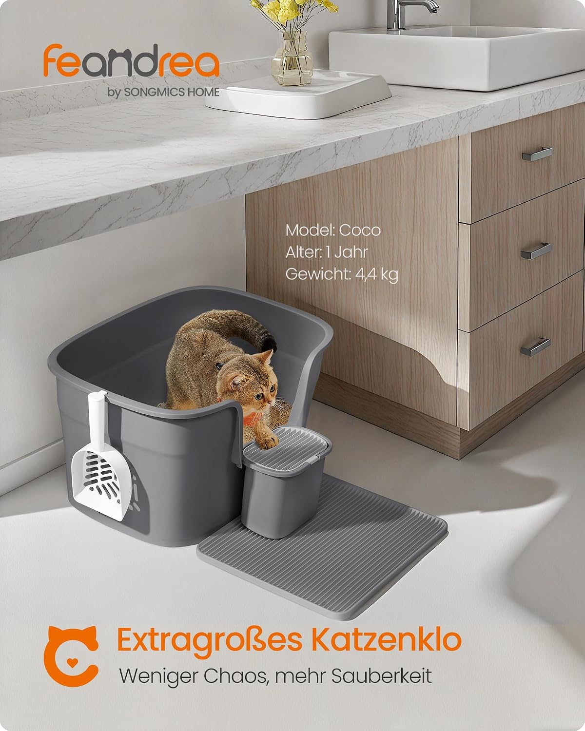 Detalle 2 de Feandrea PPT003G02 extragroßes Katzenklo 64×44×33 cm 🐾