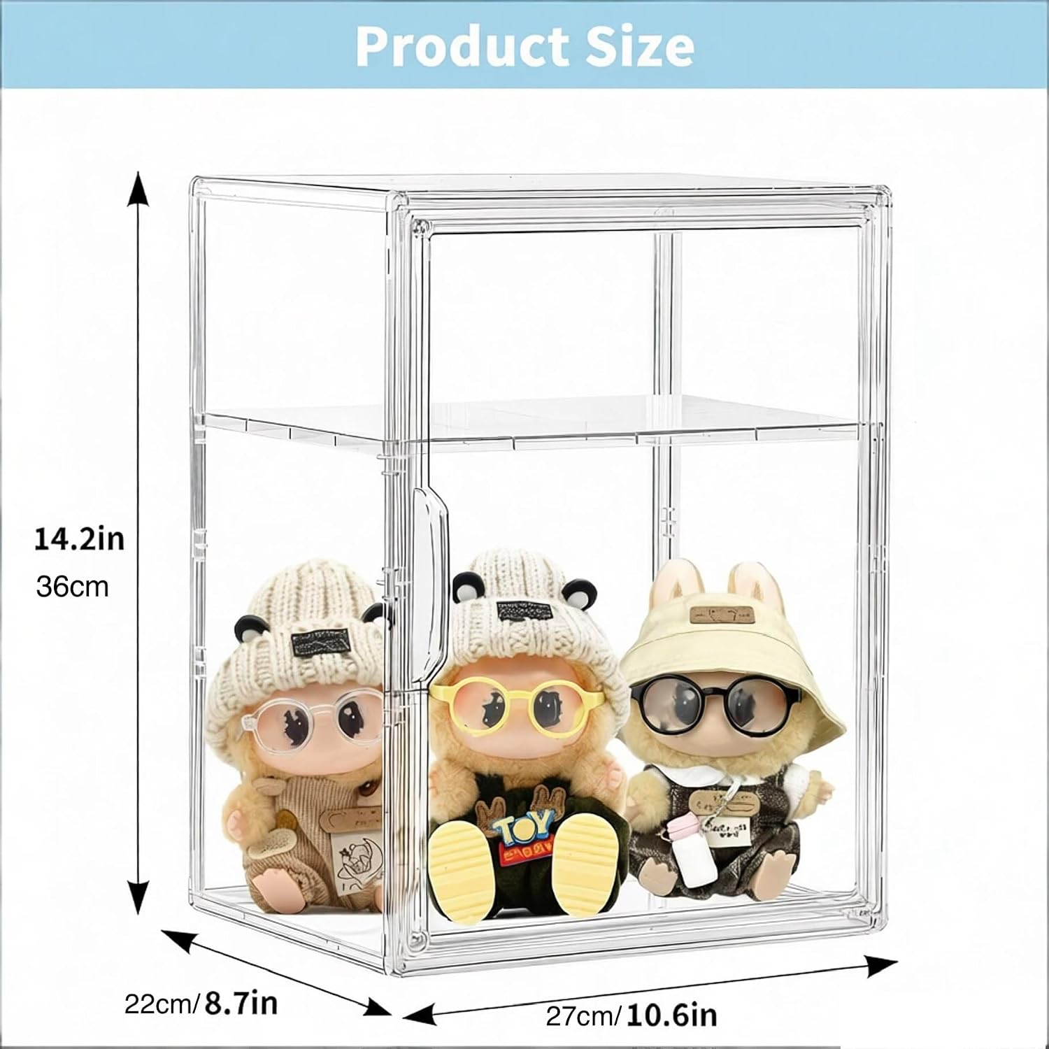 Detalle 2 de STOMDE ZSH001 Acrylic Display Case, Clear 2-Tier Stackable Storage with Magnetic Doors