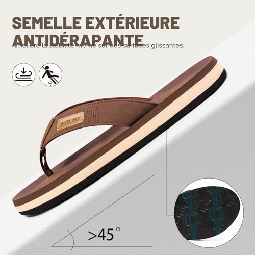 Detalle de FITORY Homme Confortable Tongs été antidérapante – Taille 42 EU
