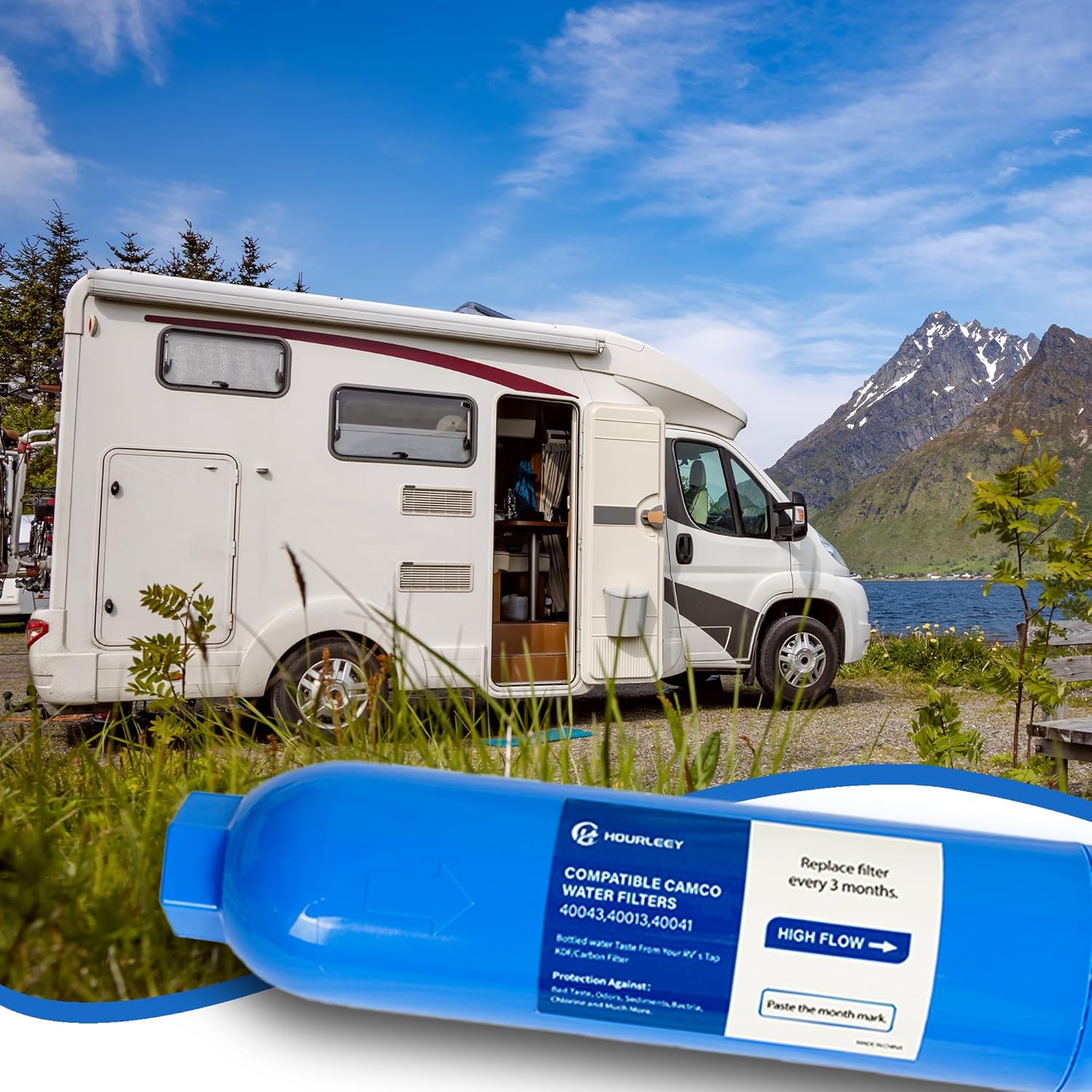 Thumbnail 5 de Hourleey 2-Pack RV Inline Water Filter with Flexible Hose Protectors