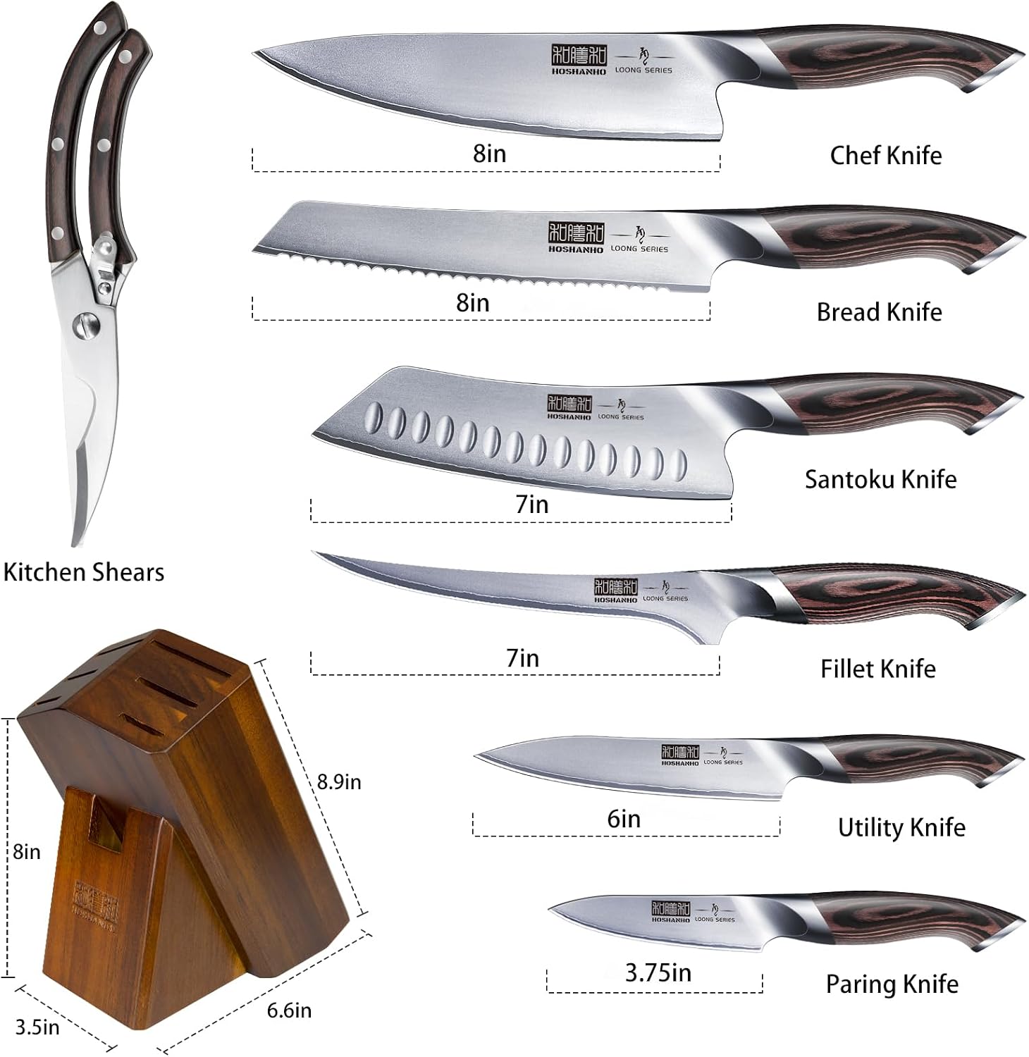 Detalle 2 de HOSHANHO Kitchen Knife Set, 8-Piece