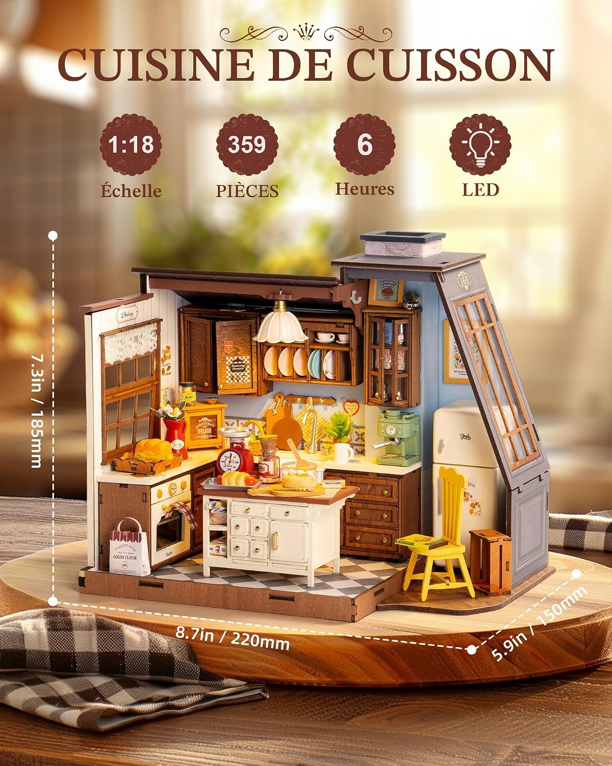 Detalle de Rolife Maison de Poupée Cuisine de Boulangerie – Kit DIY miniatures avec éclairage