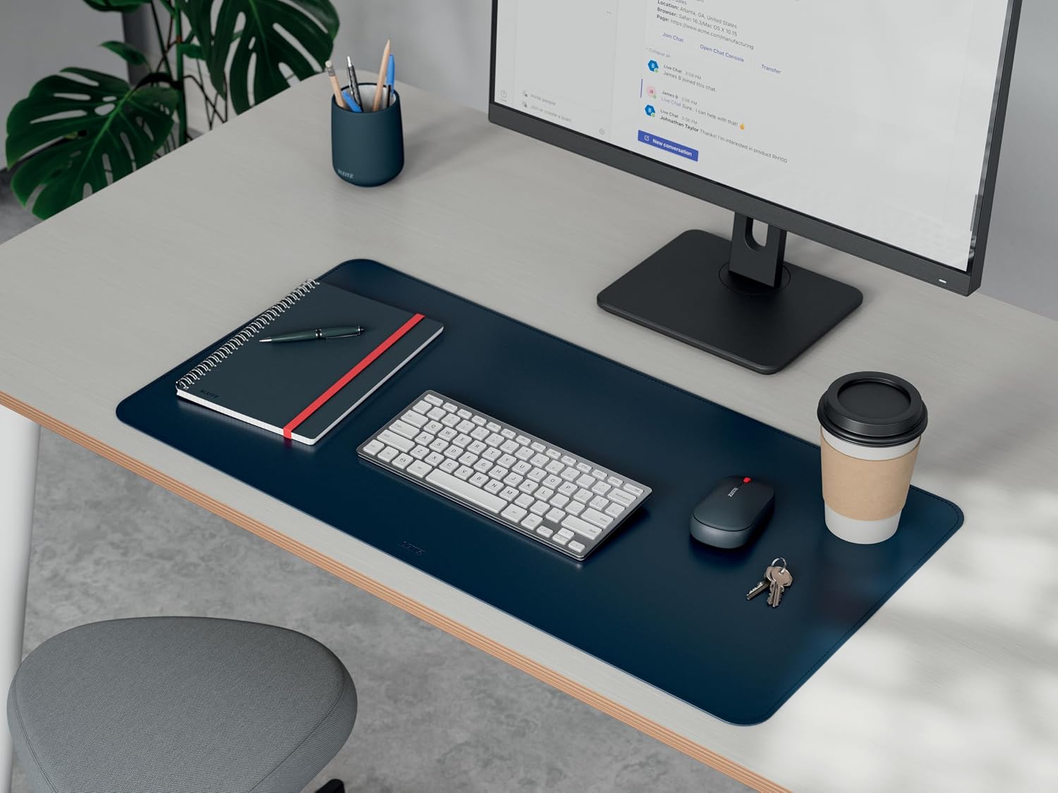 Thumbnail 6 de Tapis de bureau grand format Leitz — Sous-main imperméable et antidérapant 80x40 cm, bleu foncé