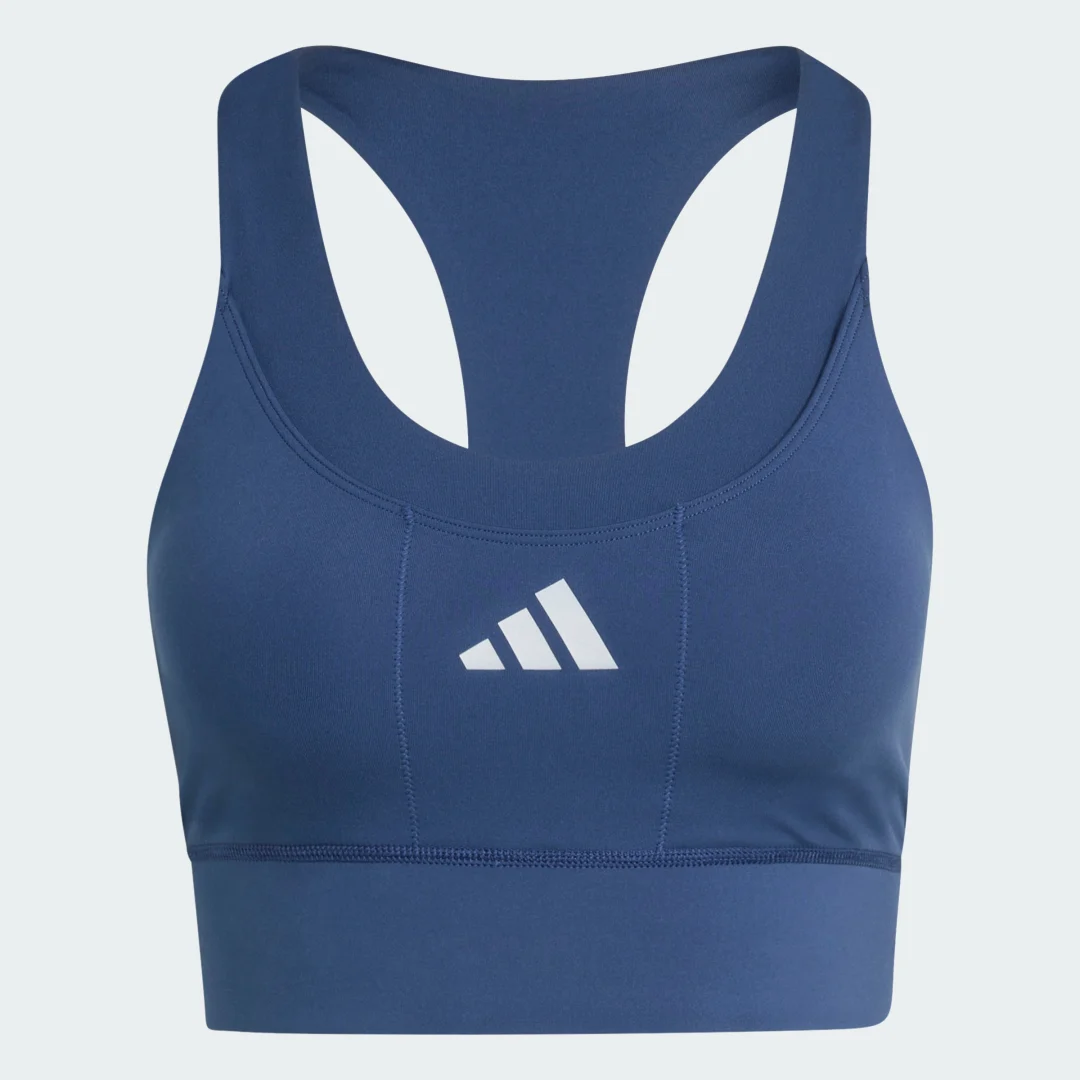 Detalle 2 de Sujetador de running para impacto medio con bolsillo adi365 de Adidas – color Azul