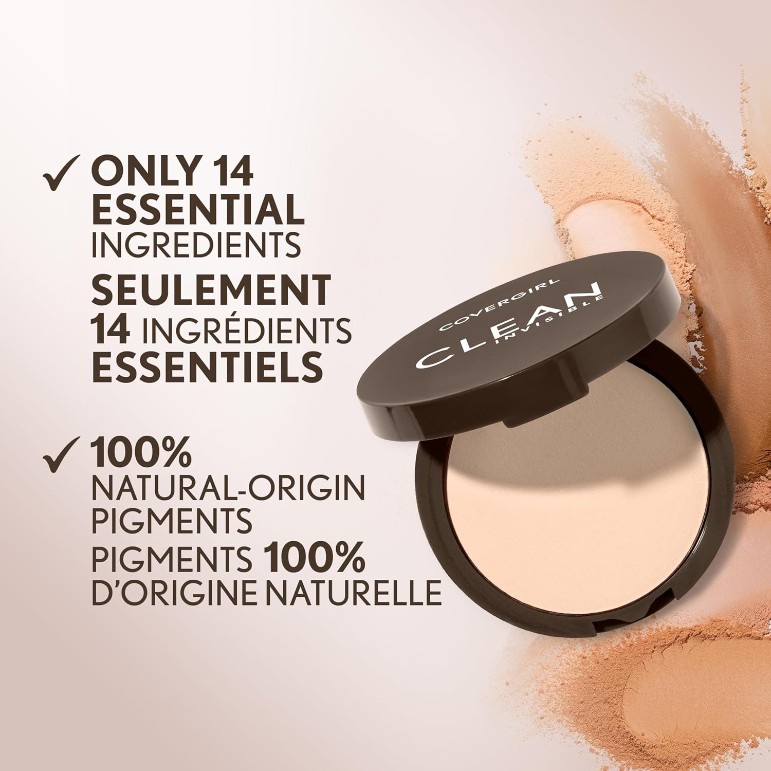 Detalle 1 de COVERGIRL Clean Invisible Pressed Powder, Buff Beige 125, Vegan, Talc-Free