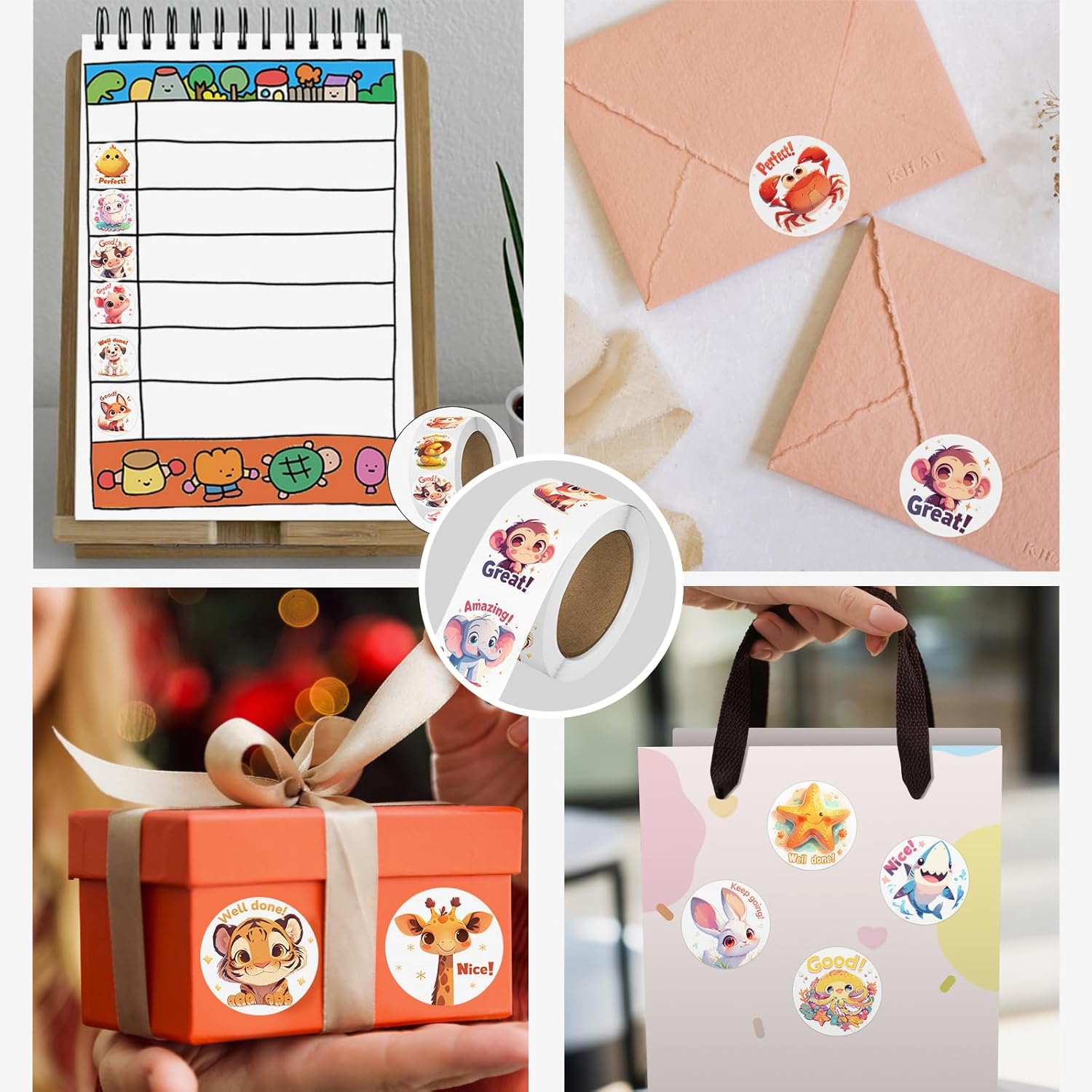 Thumbnail 5 de 3 Rolls Animal Stickers 1500 PCS for Kids 🎨