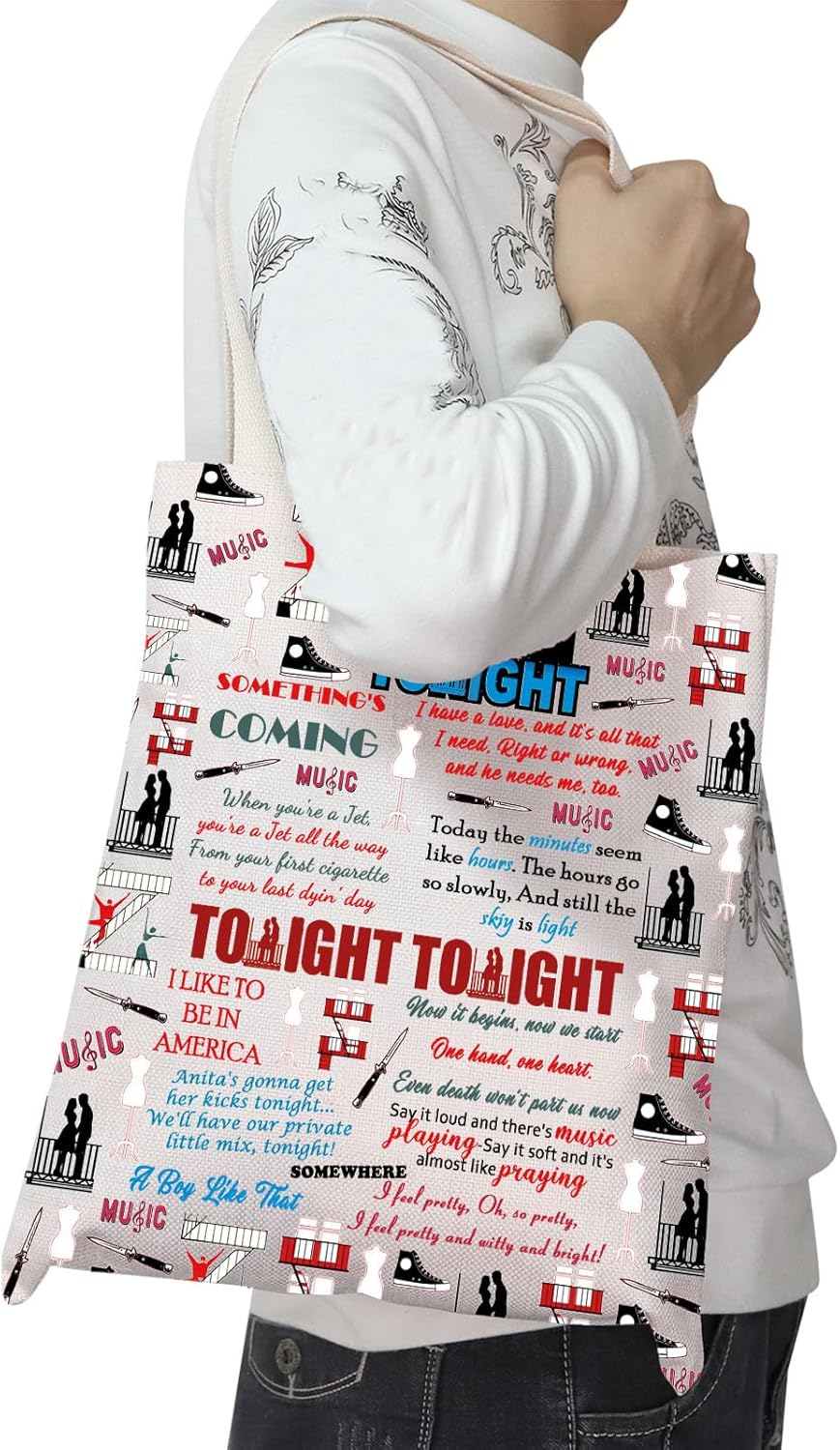 Detalle 2 de PXTIDY West Side Story Musical Tote Bag – Practical Broadway Theatre Bag