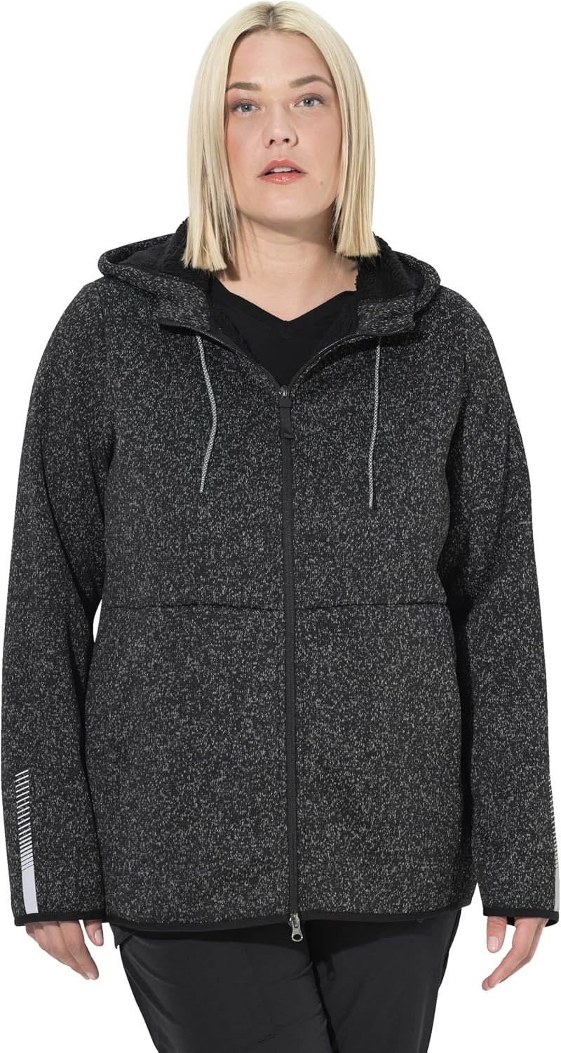 Detalle de Ulla Popken Giacca di Maglia e Pile Teddy con Cerniera a cursore Doppio e Dettagli ad Alta Visibilità 812880