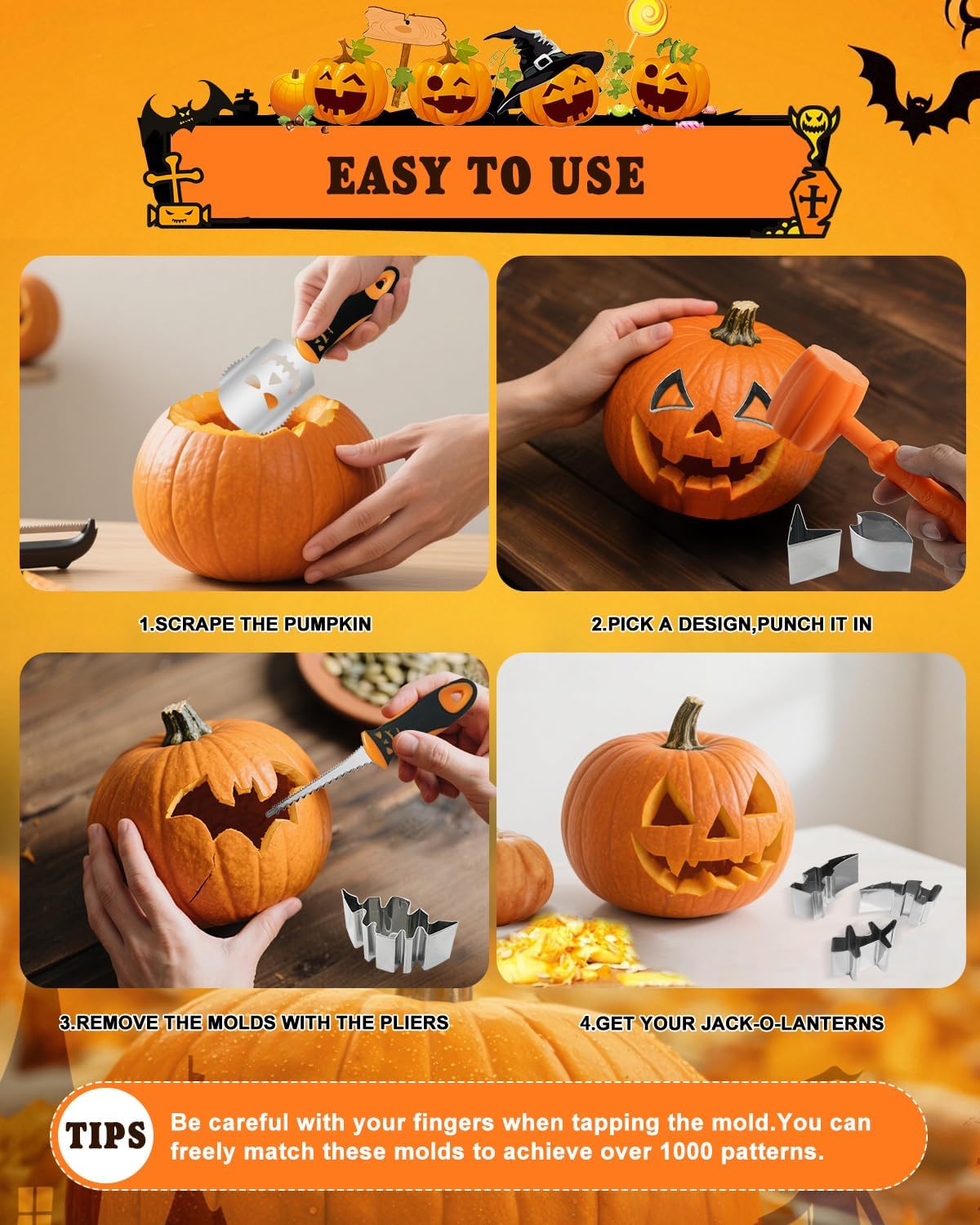 Detalle de SHANHEJIAN Pumpkin Carving Kit, 25-Piece Set