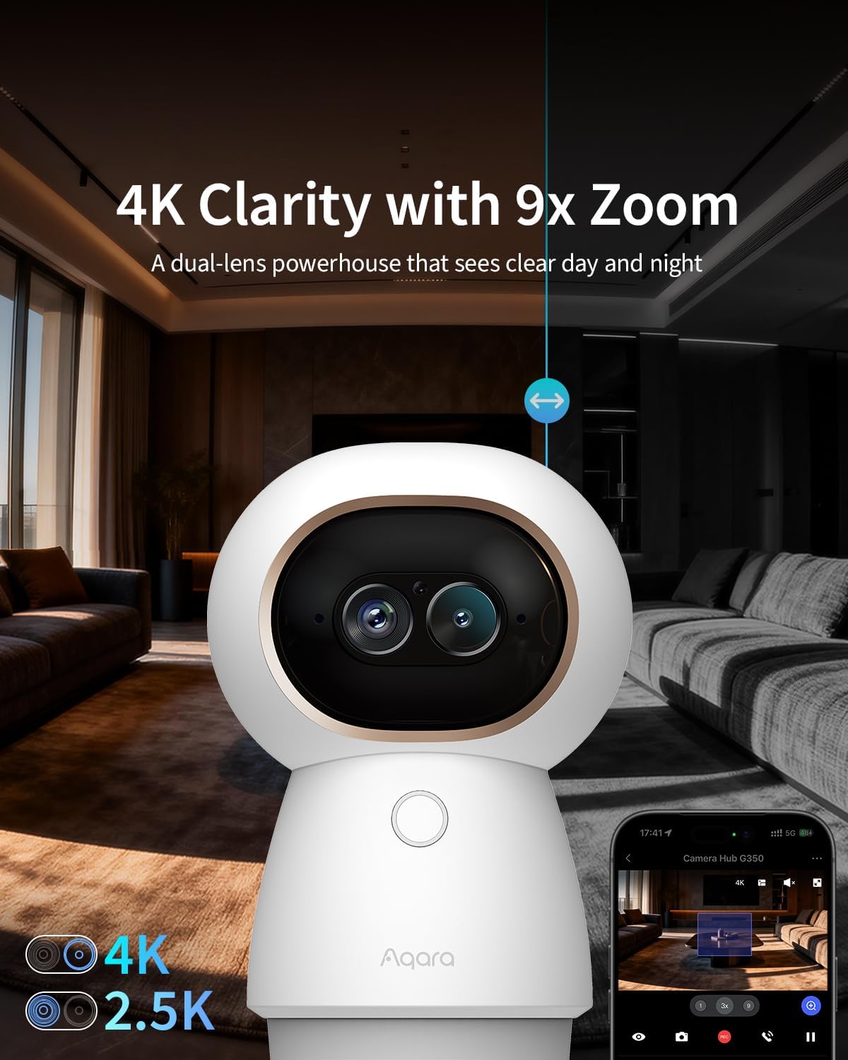 Detalle de Aqara G350 : Caméra PTZ 4K avec hub Thread/Zigbee et suivi automatique