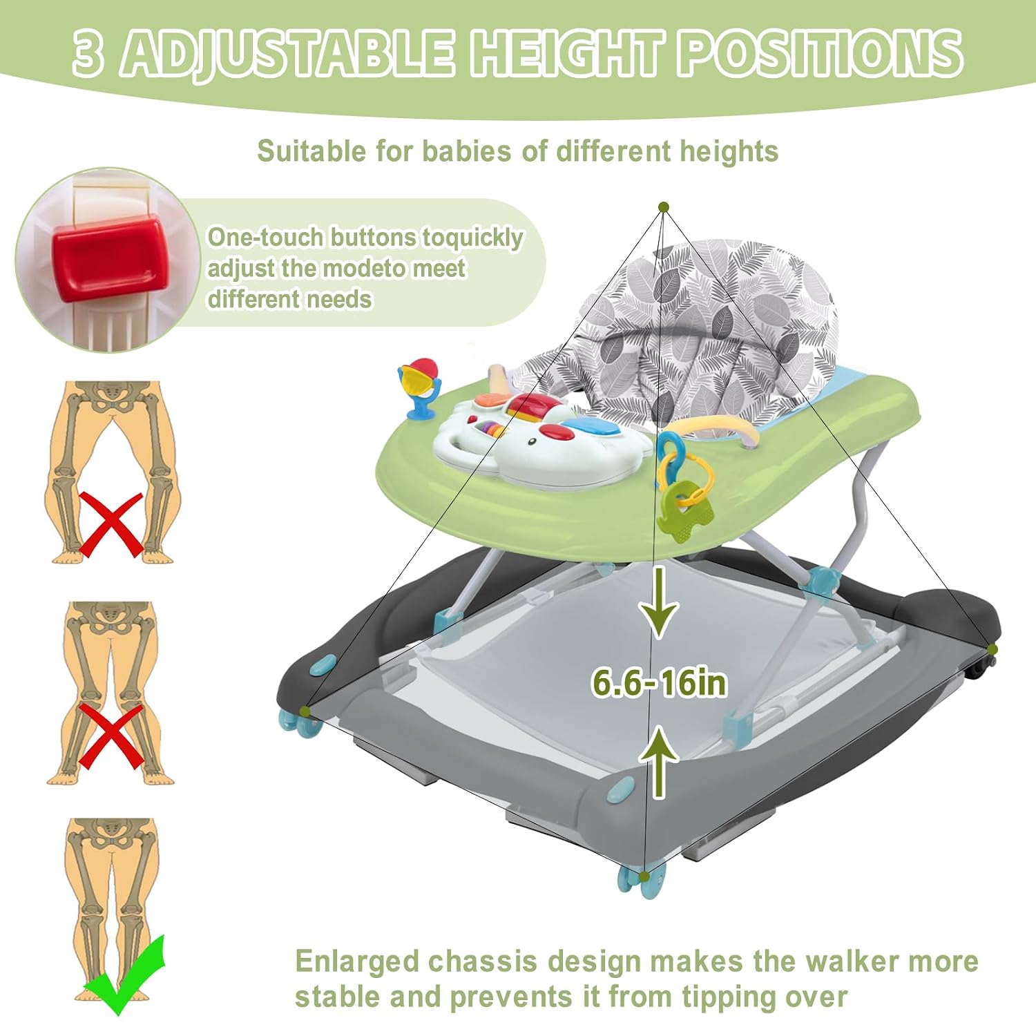 Thumbnail 6 de Howeemo 5-in-1 Foldable Baby Walker with Activity Center, Rocker and 3 Heights