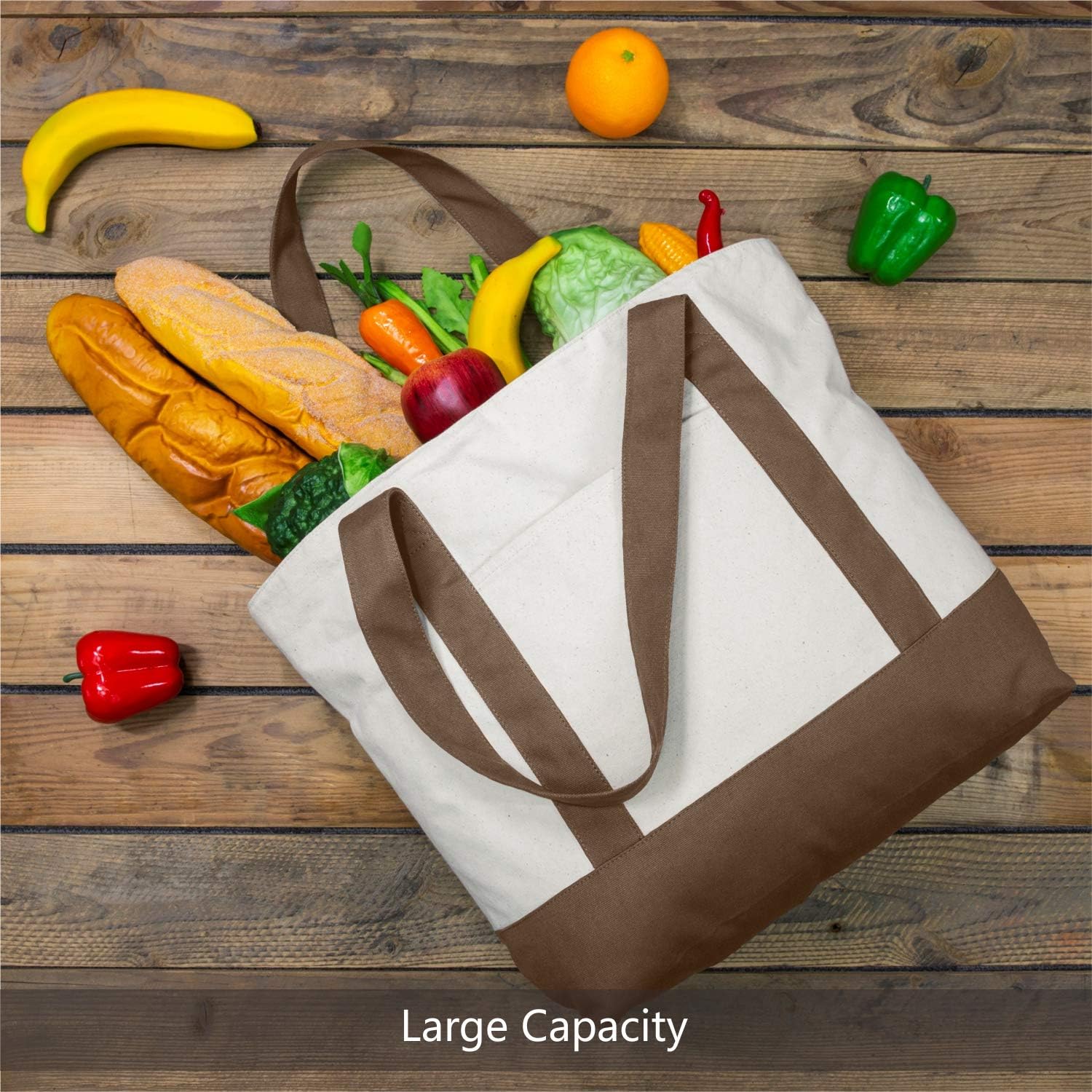 Thumbnail 2 de TOPDesign Canvas Tote Bags 6-Pack with Pocket 🛍