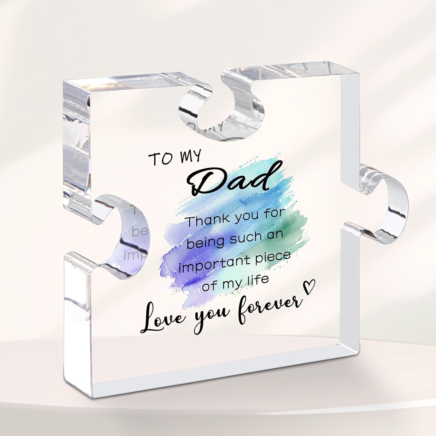 Dad Gifts from Daughter and Son: 4x4 inch Acrylic Puzzle Plaque for Dad