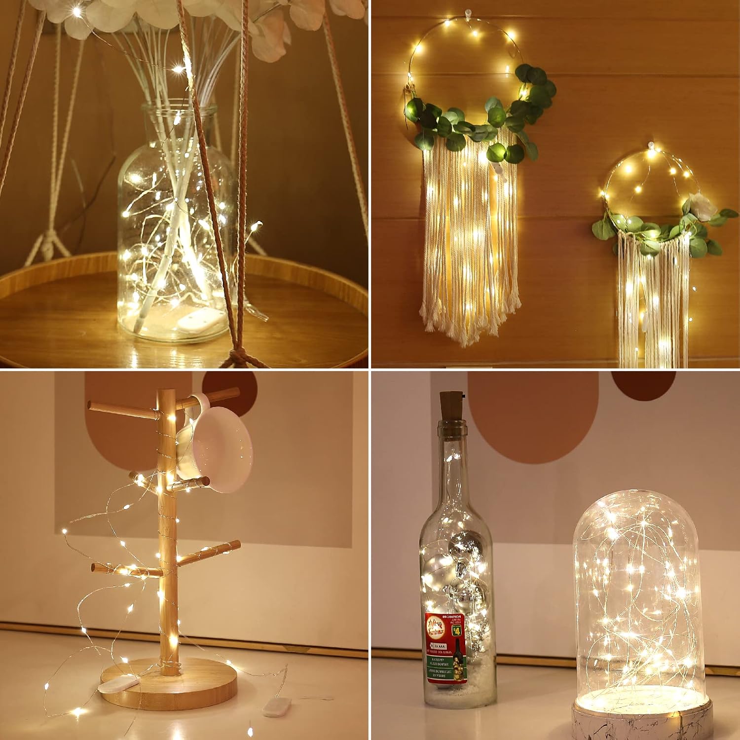 Thumbnail 4 de HXWEIYE 6 packs de guirlande lumineuse LED blanc chaud (2,1 m, 20 LED) – guirlandes à piles