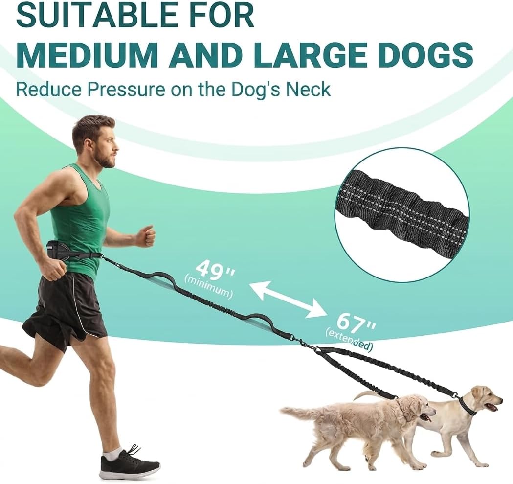 Detalle de Yicostar Hands-Free Dog Leash for Two Dogs
