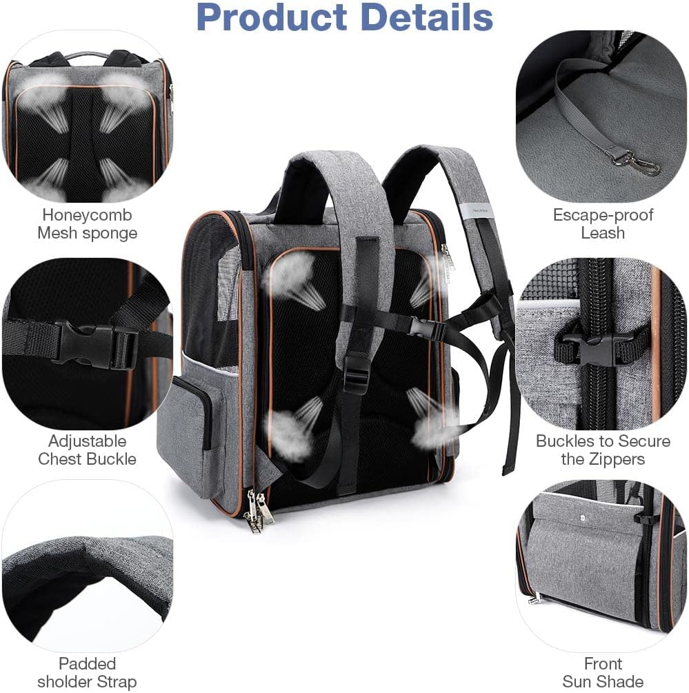 Detalle 2 de Lekespring Erweiterbar Katzenrucksack 8 kg
