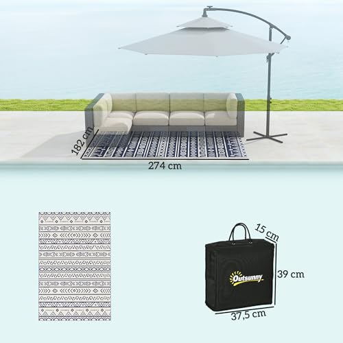 Detalle 2 de Outsunny Alfombra de Exterior 182x274 cm – Alfombra Reversible, Impermeable y con Bolsa de Transporte