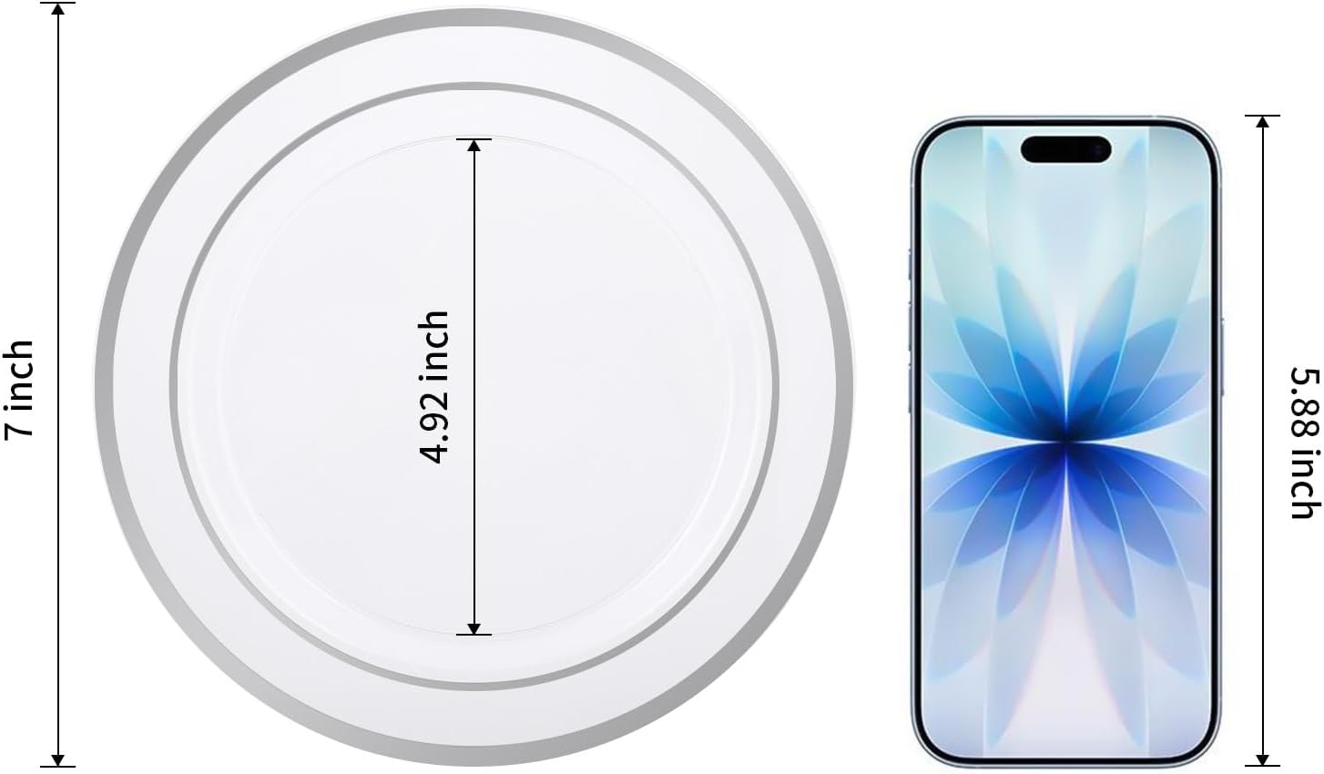 Thumbnail 2 de BESTVIP 100PCS 7 Inch Silver Rim Plastic Dessert Plates