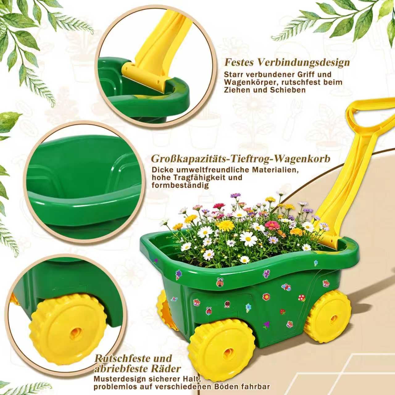 Thumbnail 6 de HILKKET Kinderschubkarre Gartenwerkzeug Set 13-teilig
