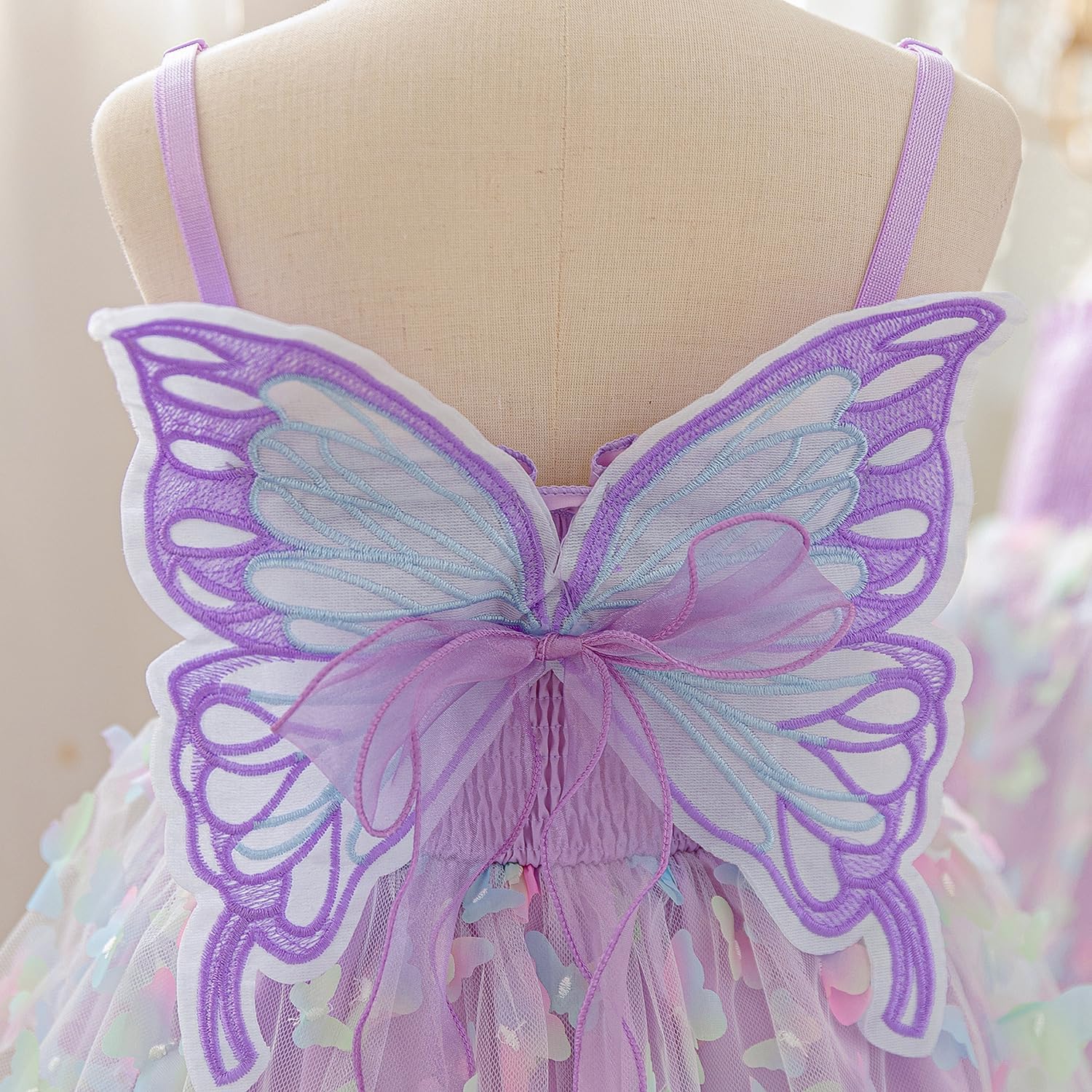 Thumbnail 5 de NNJXD Baby Girl Rainbow Tulle Dress: Fairy Butterfly Party Outfit for Toddlers