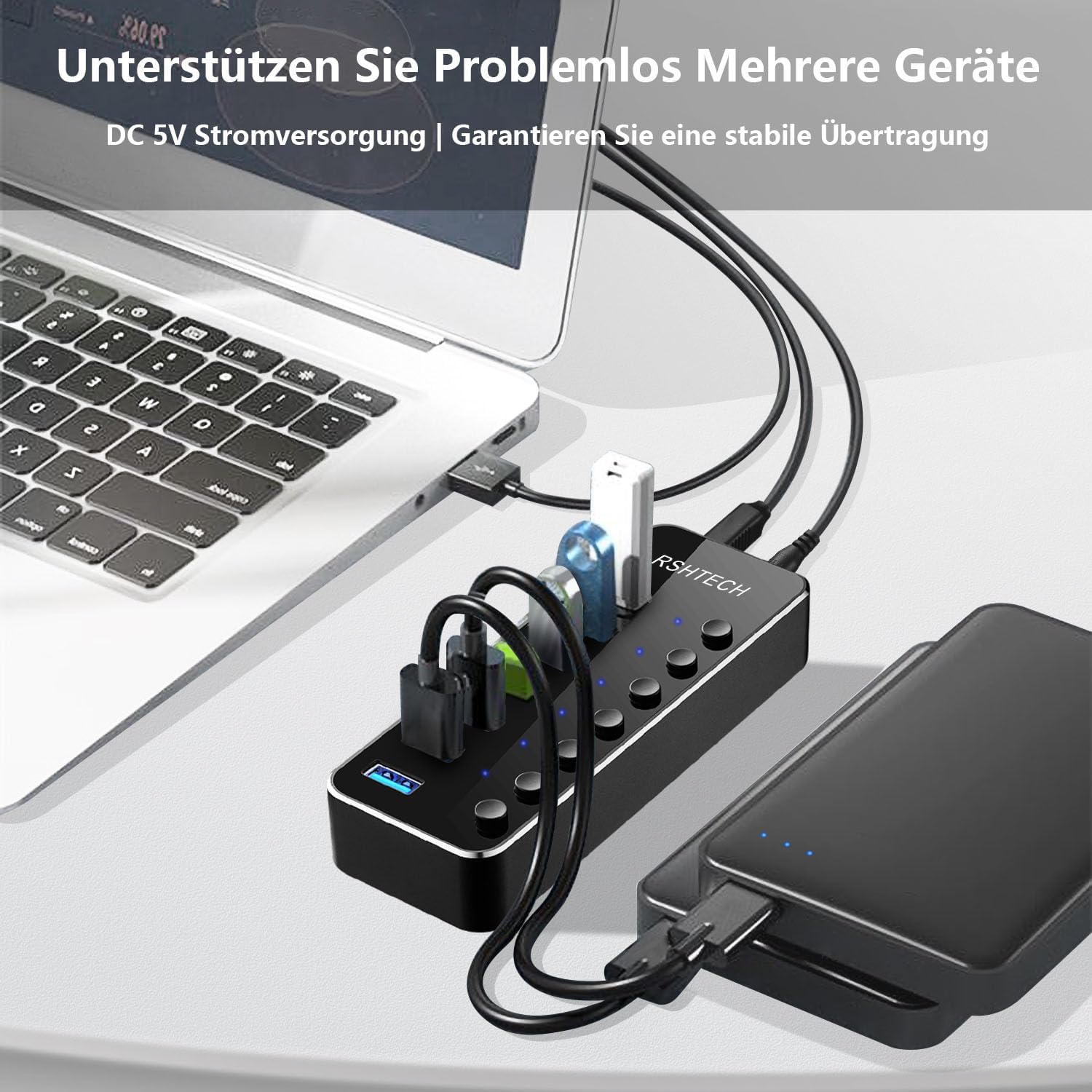 Thumbnail 2 de RSHTECH USB Hub Aktiv 3.0 7 Ports
