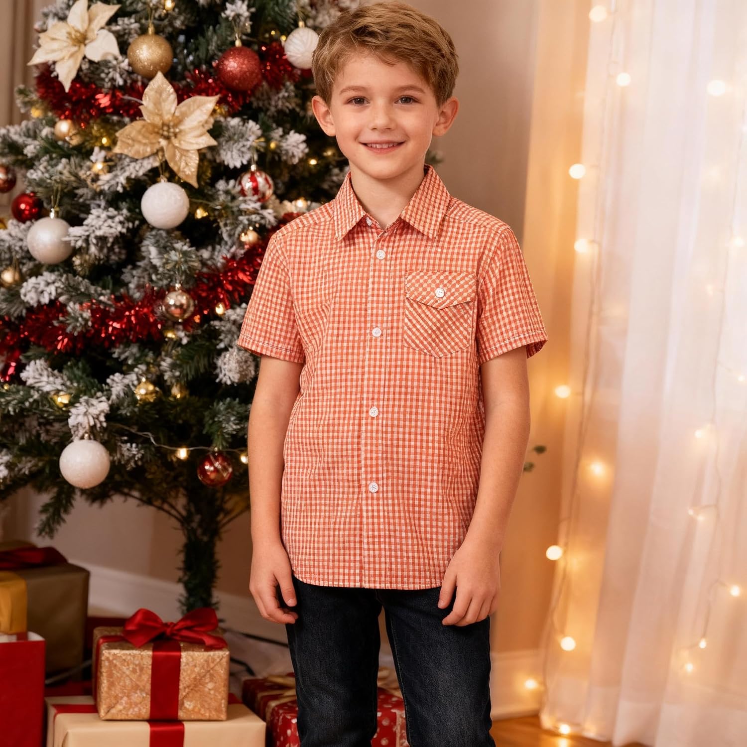 Thumbnail 3 de Bienzoe Niños Camisa tartán algodón