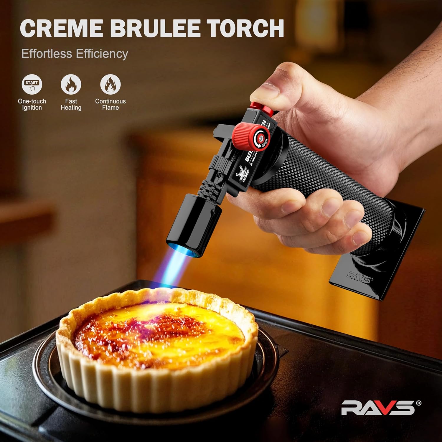 Detalle de RAVS RBT033H キッチントーチ 金属製・炎調節機能・安全バックル付き