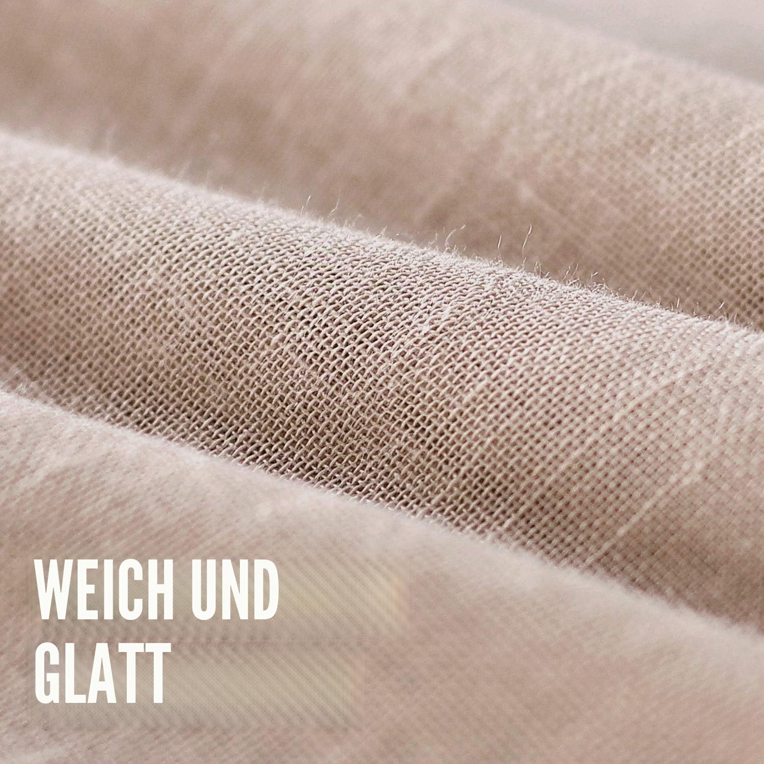 Detalle de BellaHills Gardinen Leinenoptik Kurz Vorhänge – 2er Set, 145x140 cm, Naturleinen