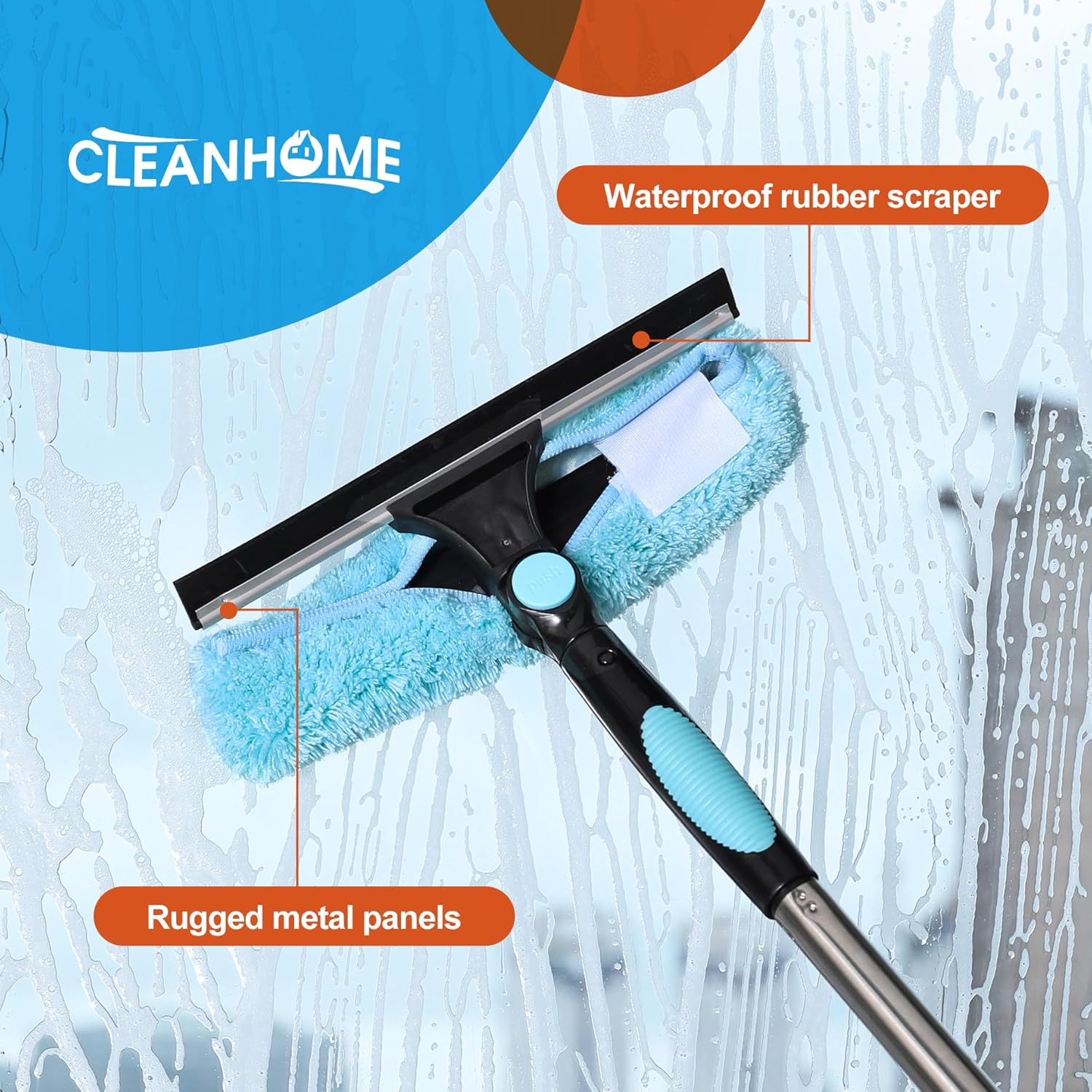 Thumbnail 4 de CLEANHOME telescopic window cleaner tool with rotatable squeegee and 6-pole sections (max 92.52in)