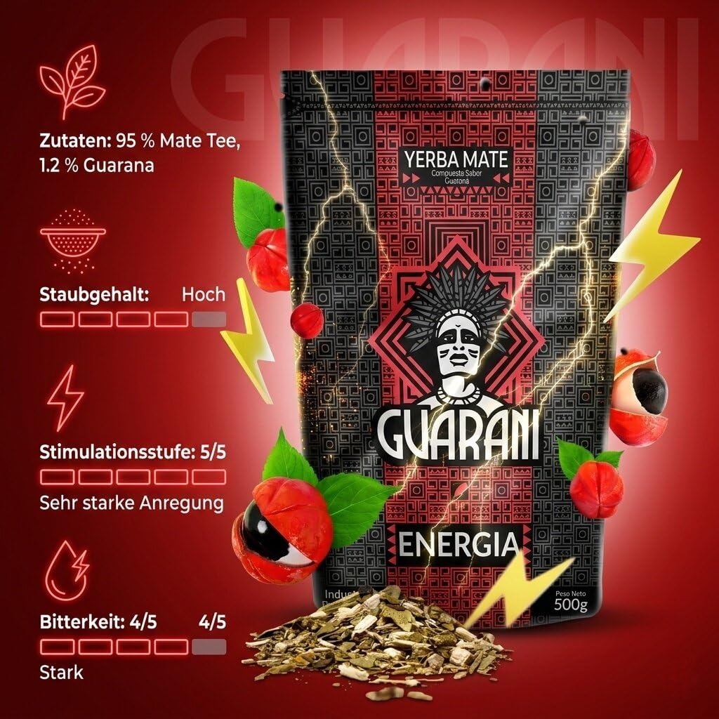 Detalle de Mate Tee Guarani „Energia“ mit Guarana (500 g) – traditioneller Mate aus Paraguay