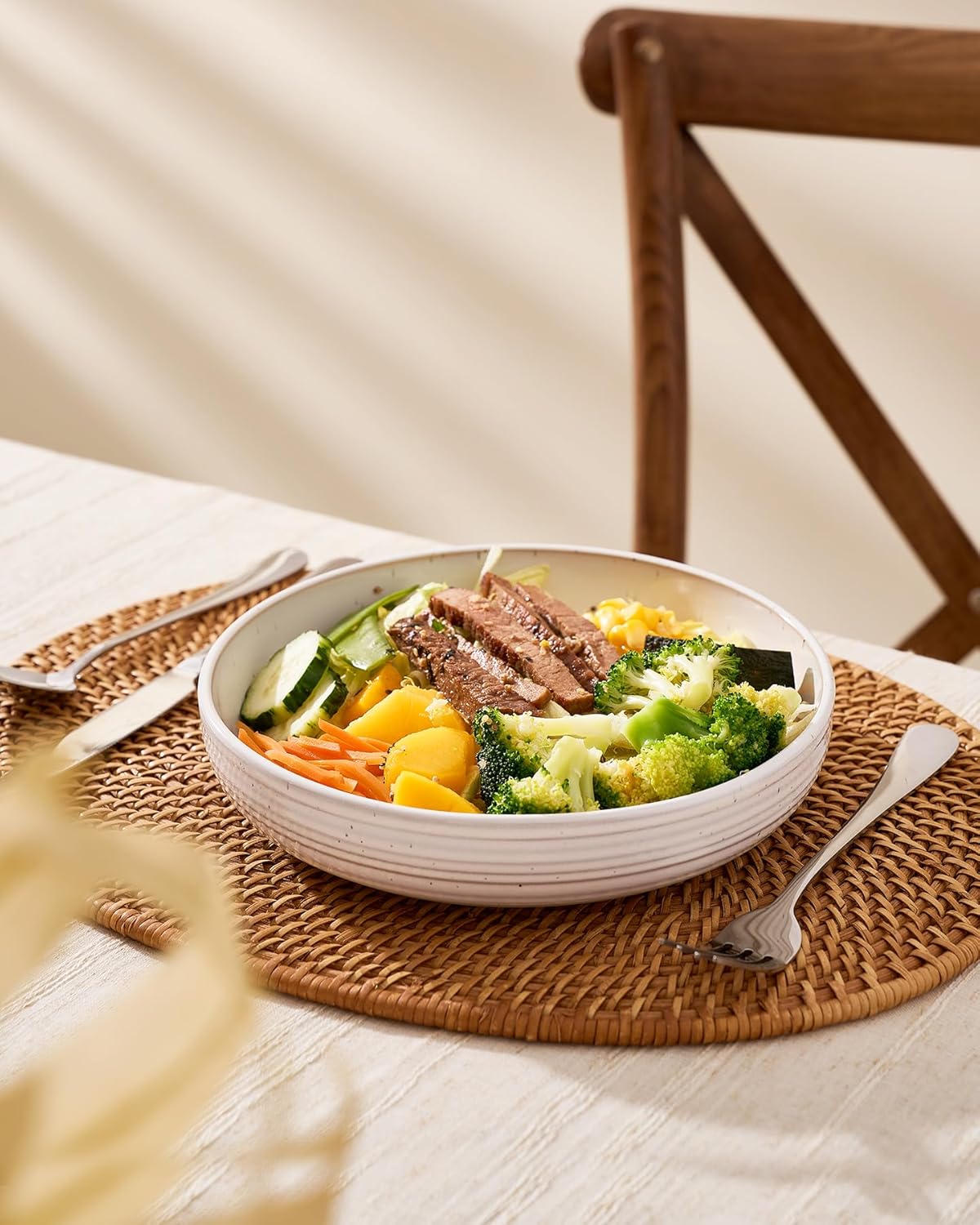Detalle de famiware Milkyway 33 oz Bowl Set: Handcrafted Pasta Bowls with Double Reactive Glaze