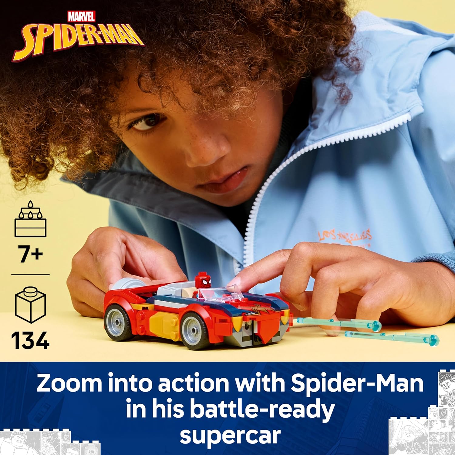 Detalle 2 de LEGO Marvel Spider-Man Car vs. Venomized Wolverine 76336 – Buildable Superhero Car with 2 Minifigures