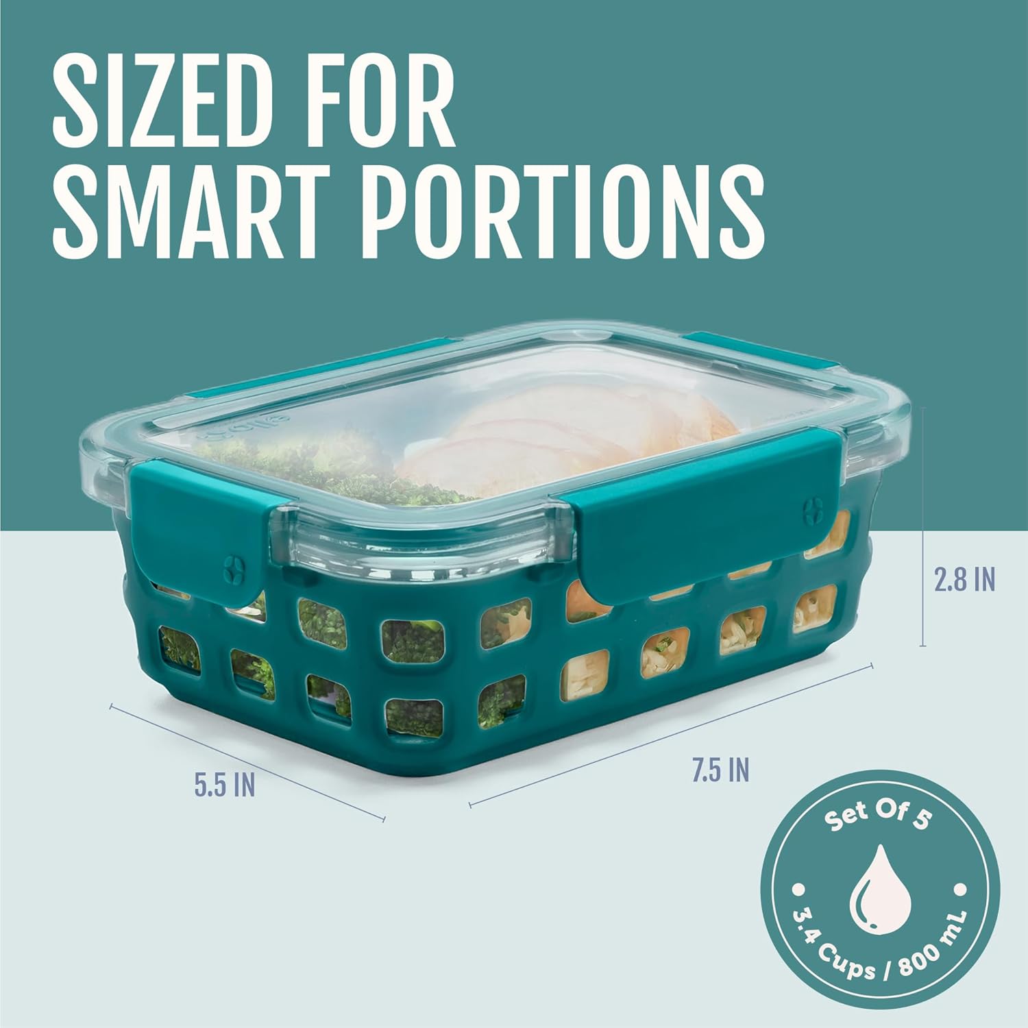Detalle 2 de Ello Duraglass 5-Piece Glass Food Storage Set