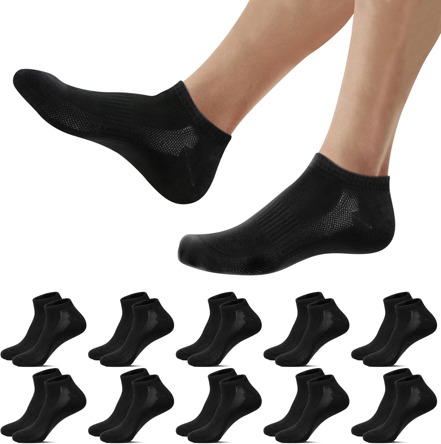 Imagen de Falechay 10 Paar Sneaker Socken für Herren & Damen – kurze, atmungsaktive Baumwoll-Halbsocken (Unisex) en OfertitasTOP