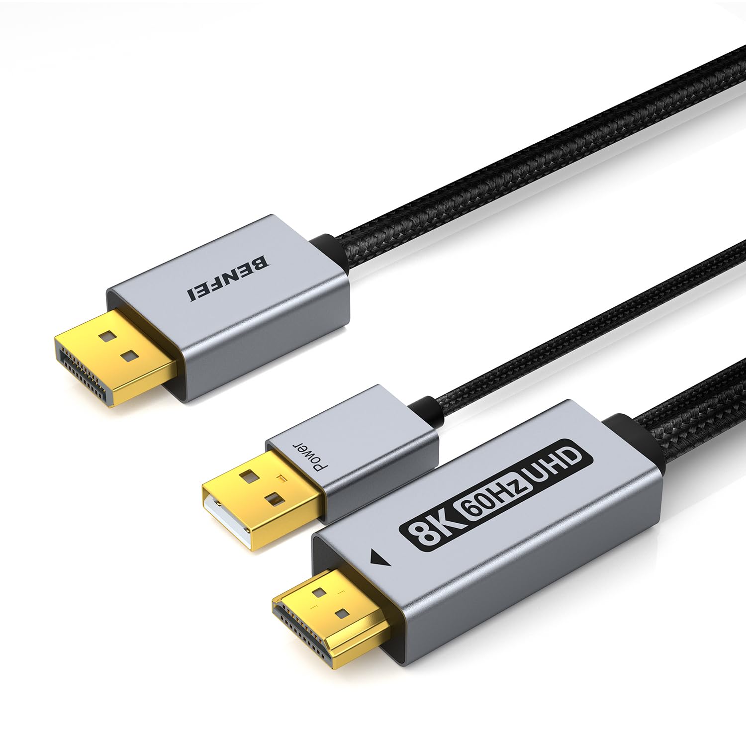 Detalle de BENFEI DisplayPort 1.4 to HDMI 2.1 1.8m Cable: DP Source to HDMI Display, 8K60 / 4K120+ for PC