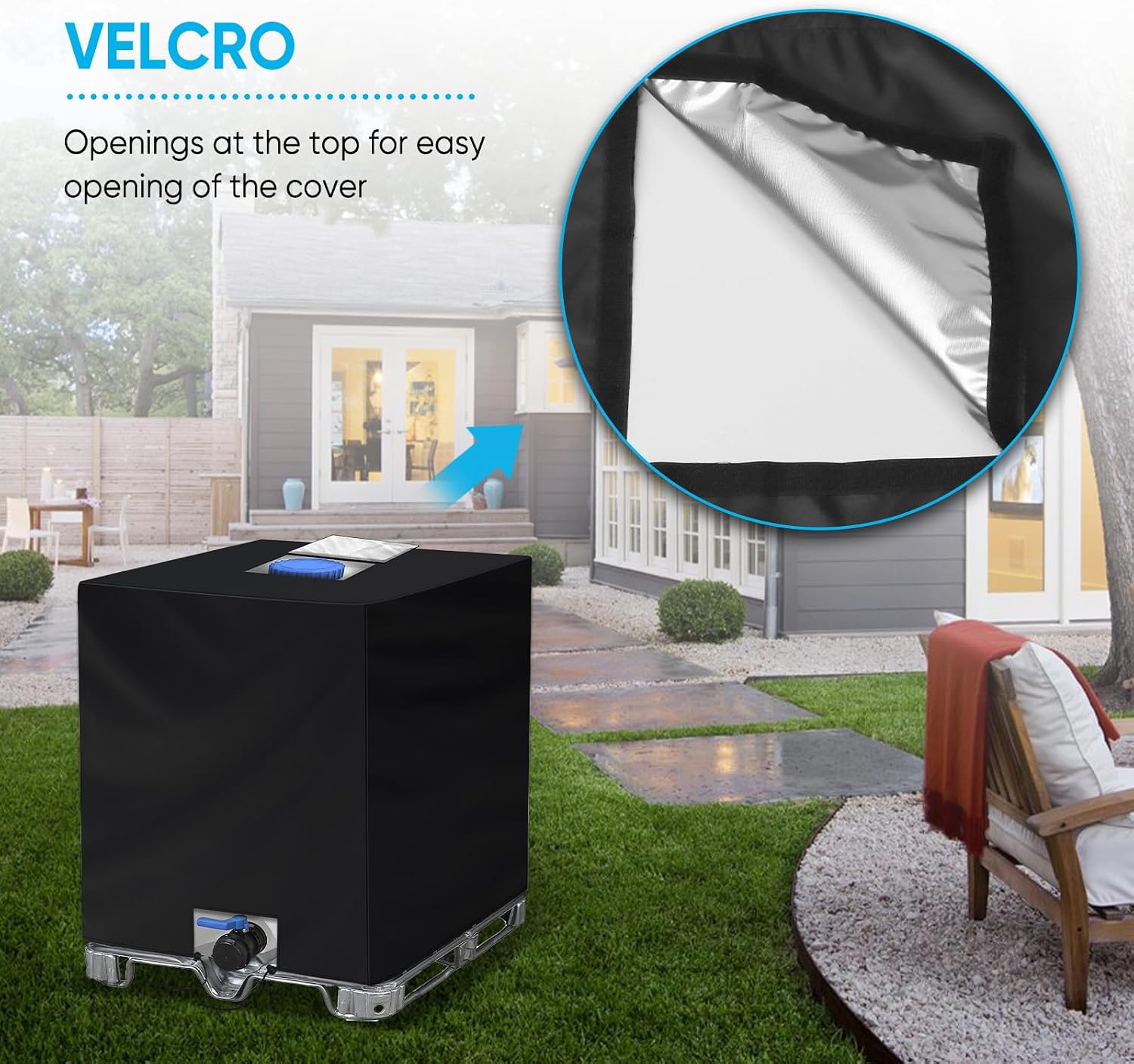 Detalle de Neverland IBC Tank Cover – Heavy Duty 420D for 1000L IBCs (120x100x116cm)